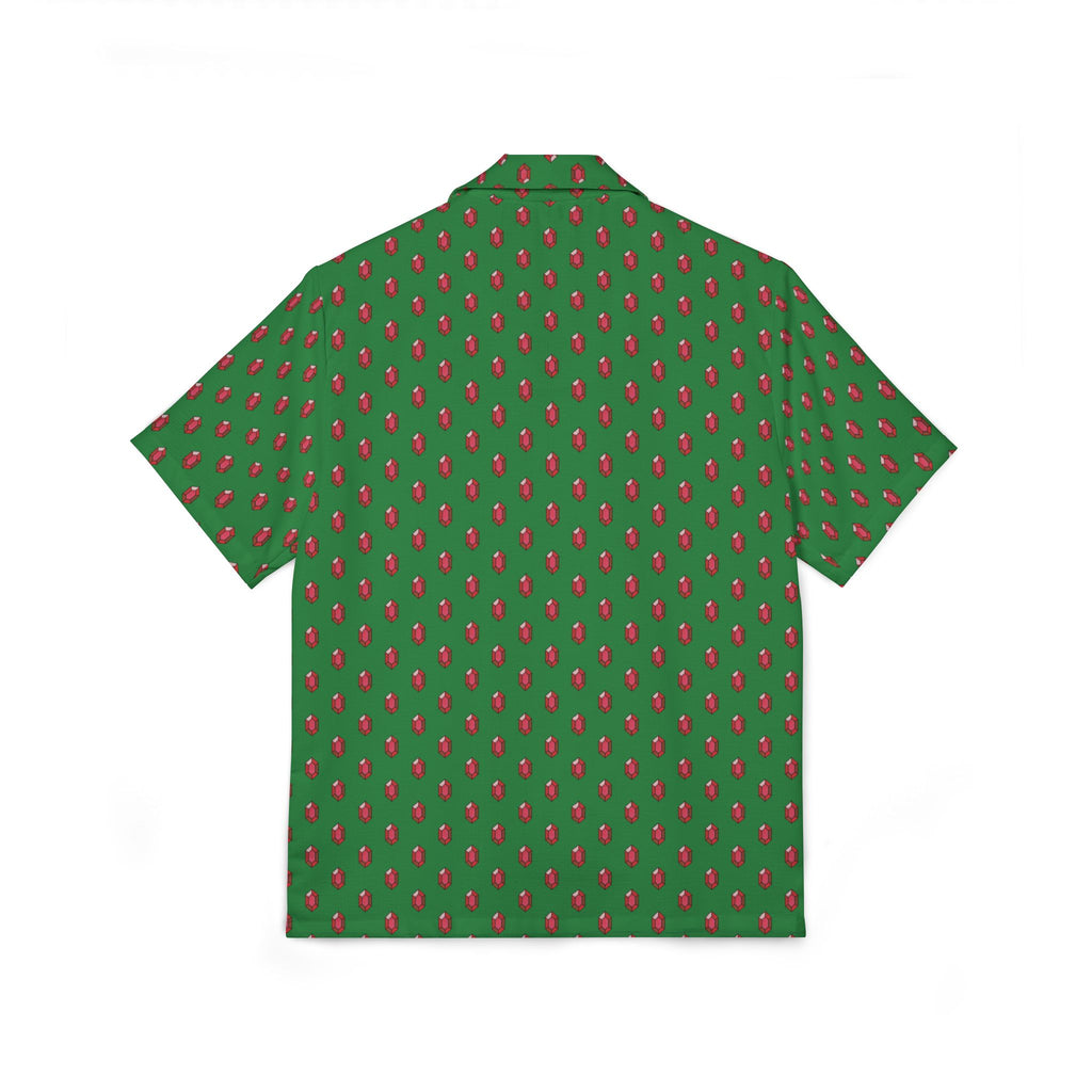 Men's Green with Ruby Gems Hawaiian Camp Shirt