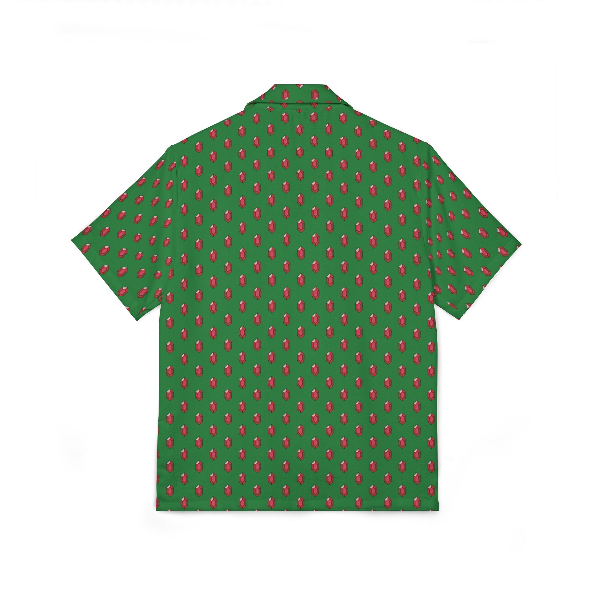 Men's Green with Ruby Gems Hawaiian Camp Shirt
