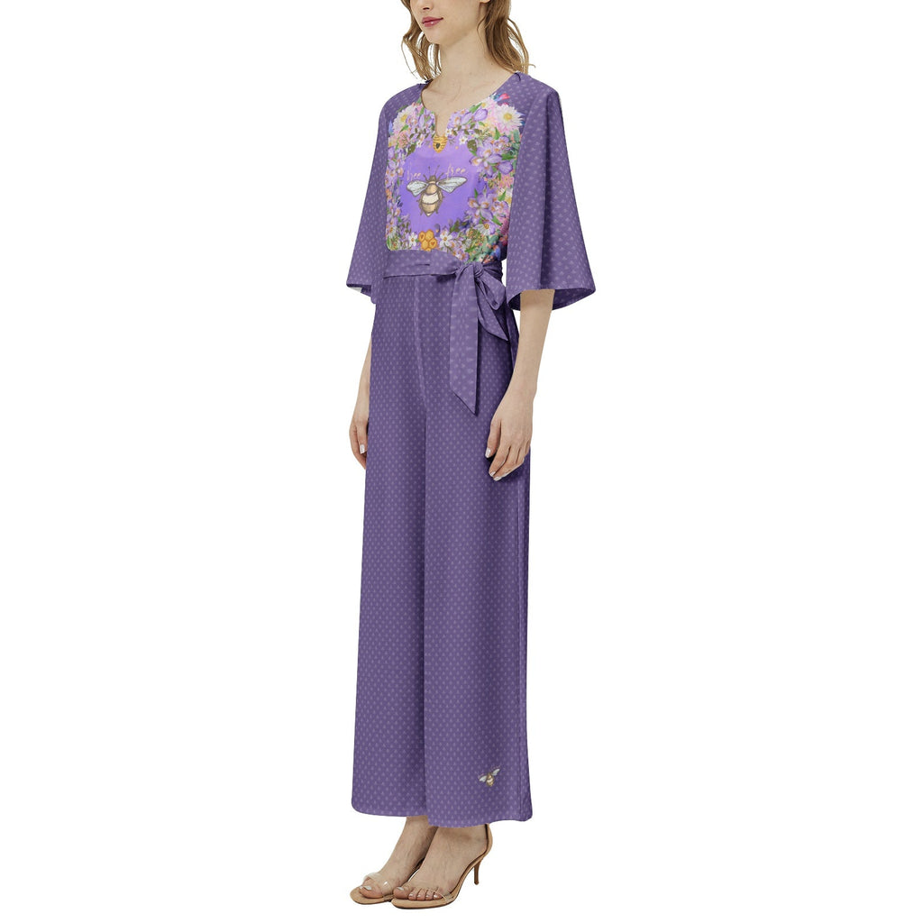 Effortless Elegance: Women's Chic Dolman Sleeve Wide Leg Jumpsuit with Belted Waist
