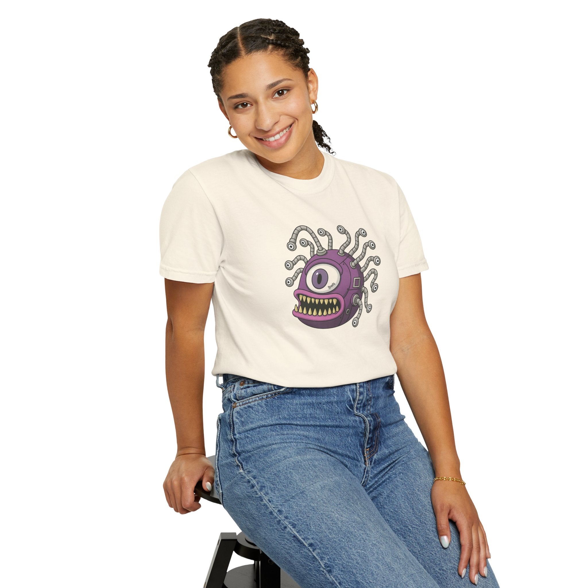 Retro Purple One-Eyed Creature Graphic Tee