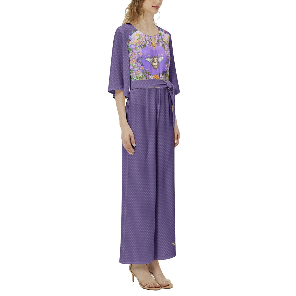 Effortless Elegance: Women's Chic Dolman Sleeve Wide Leg Jumpsuit with Belted Waist