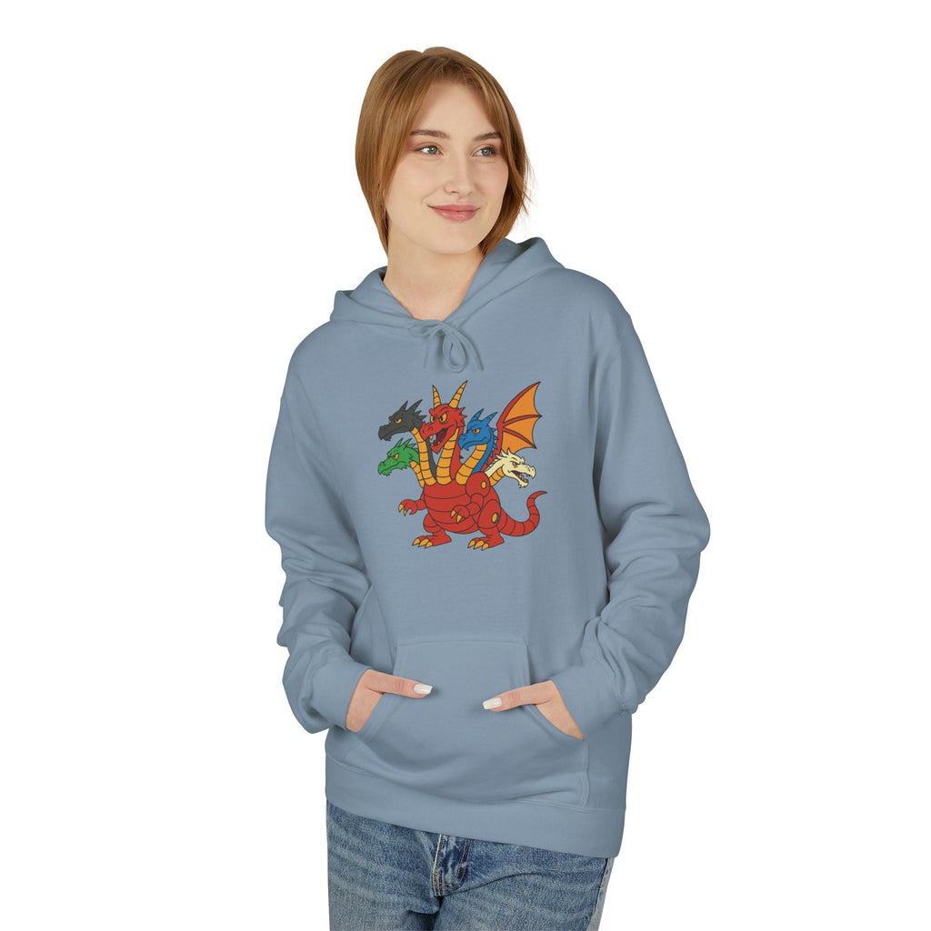 Welsh Dragon Crest Hoodie — Tri-Dragon Wales Emblem Sweatshirt