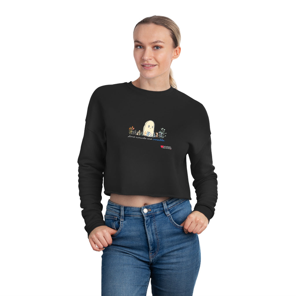 Invisible Ghost Casual Cropped Women's Sweatshirt