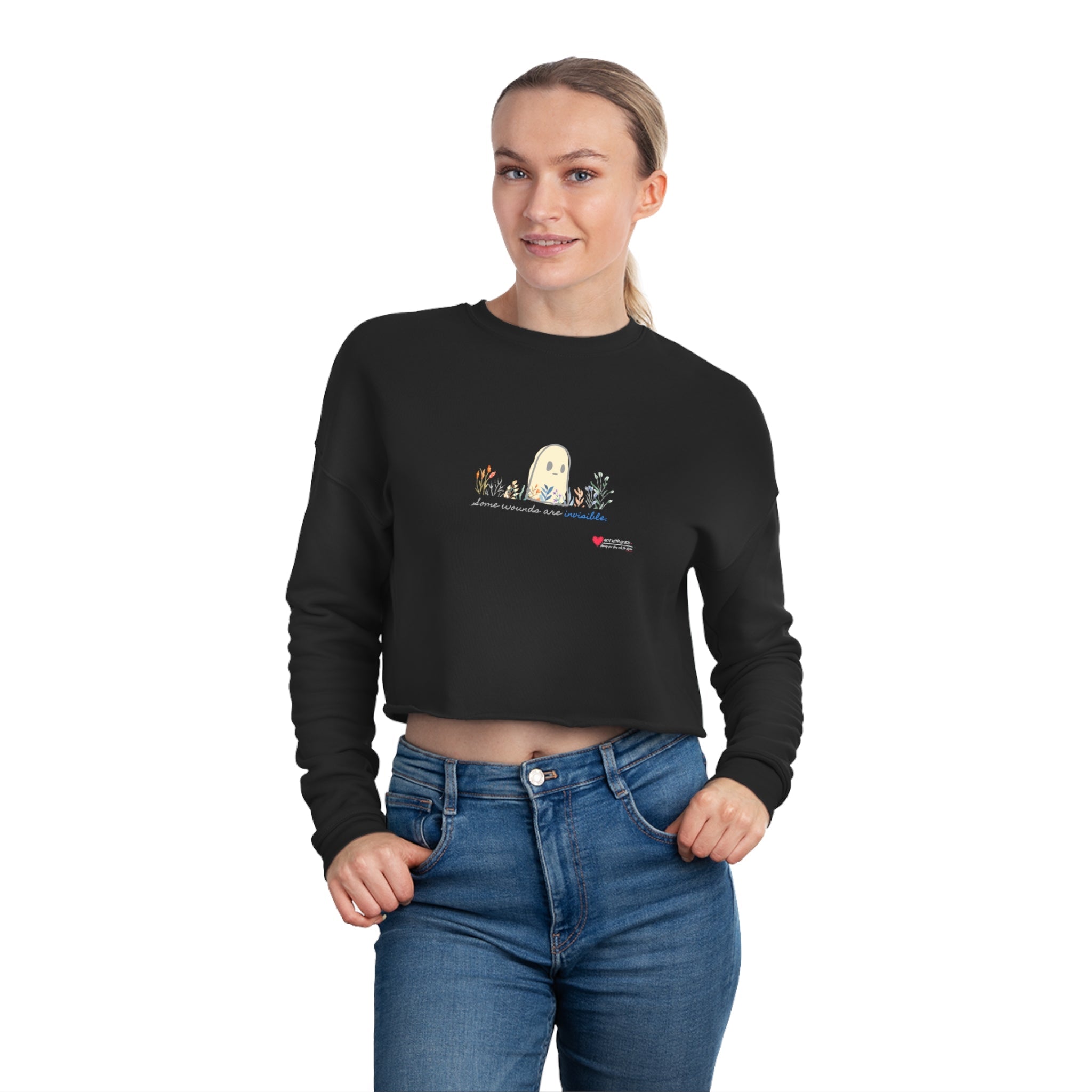 Invisible Ghost Casual Cropped Women's Sweatshirt