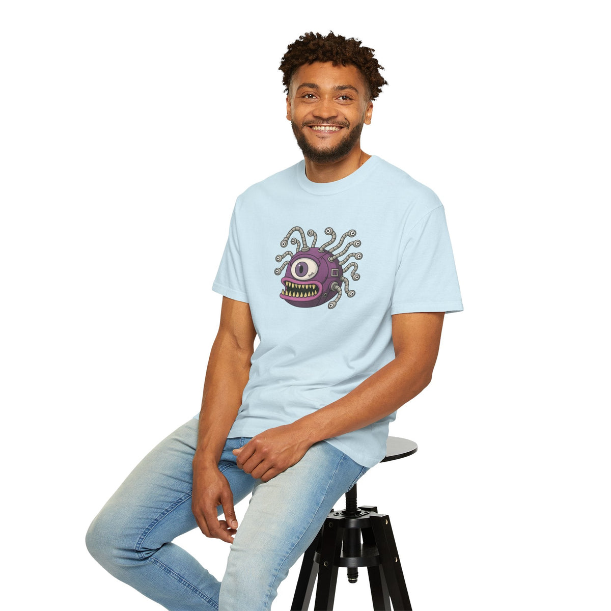 Retro Purple One-Eyed Creature Graphic Tee
