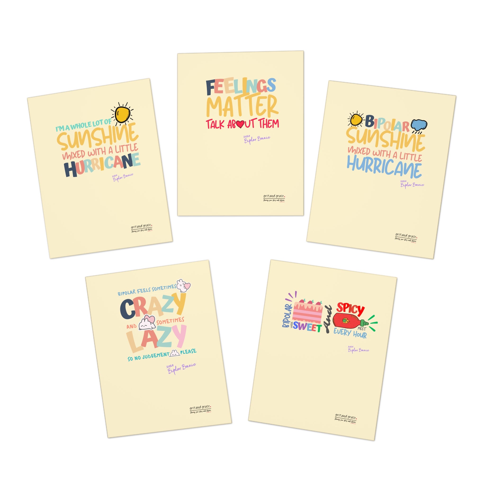 Bipolar Bonnie Series - Multi-Design Greeting Cards (5-Pack)