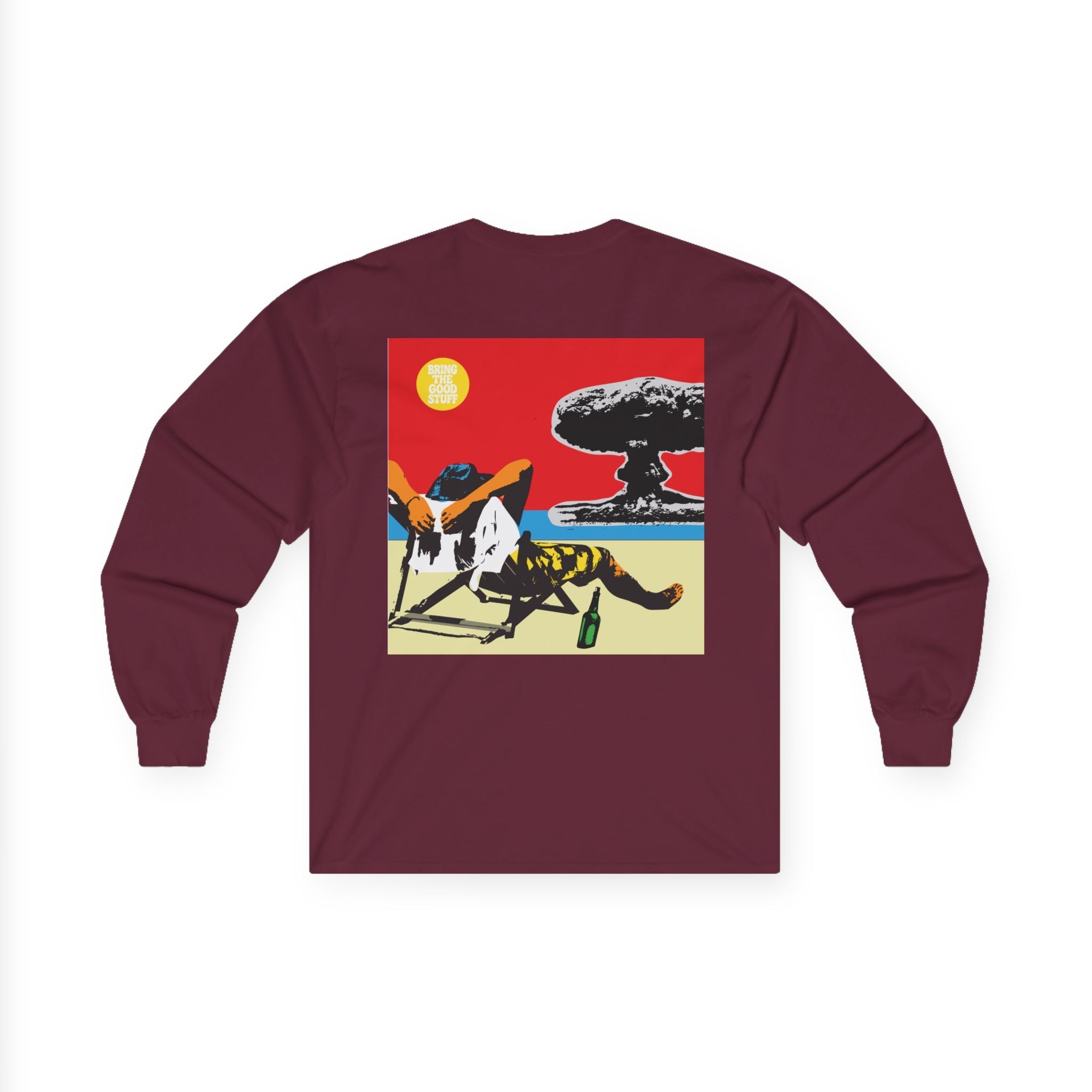 Long Sleeve Tee — Vintage Surfer Fox Graphic “Bring the Good Stuff”