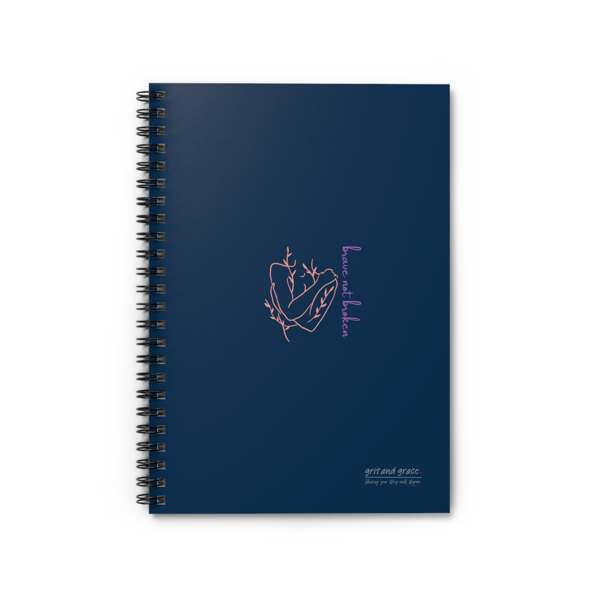 Mental Health Matters - "brave not broken" Spiral Notebook - Ruled Line