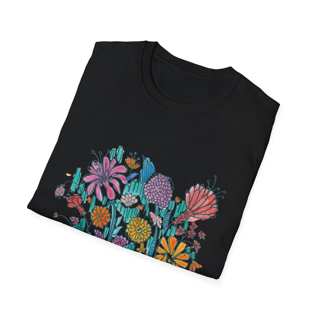Floral Meadow T‑Shirt — Colorful Hand‑Drawn Wildflower Graphic