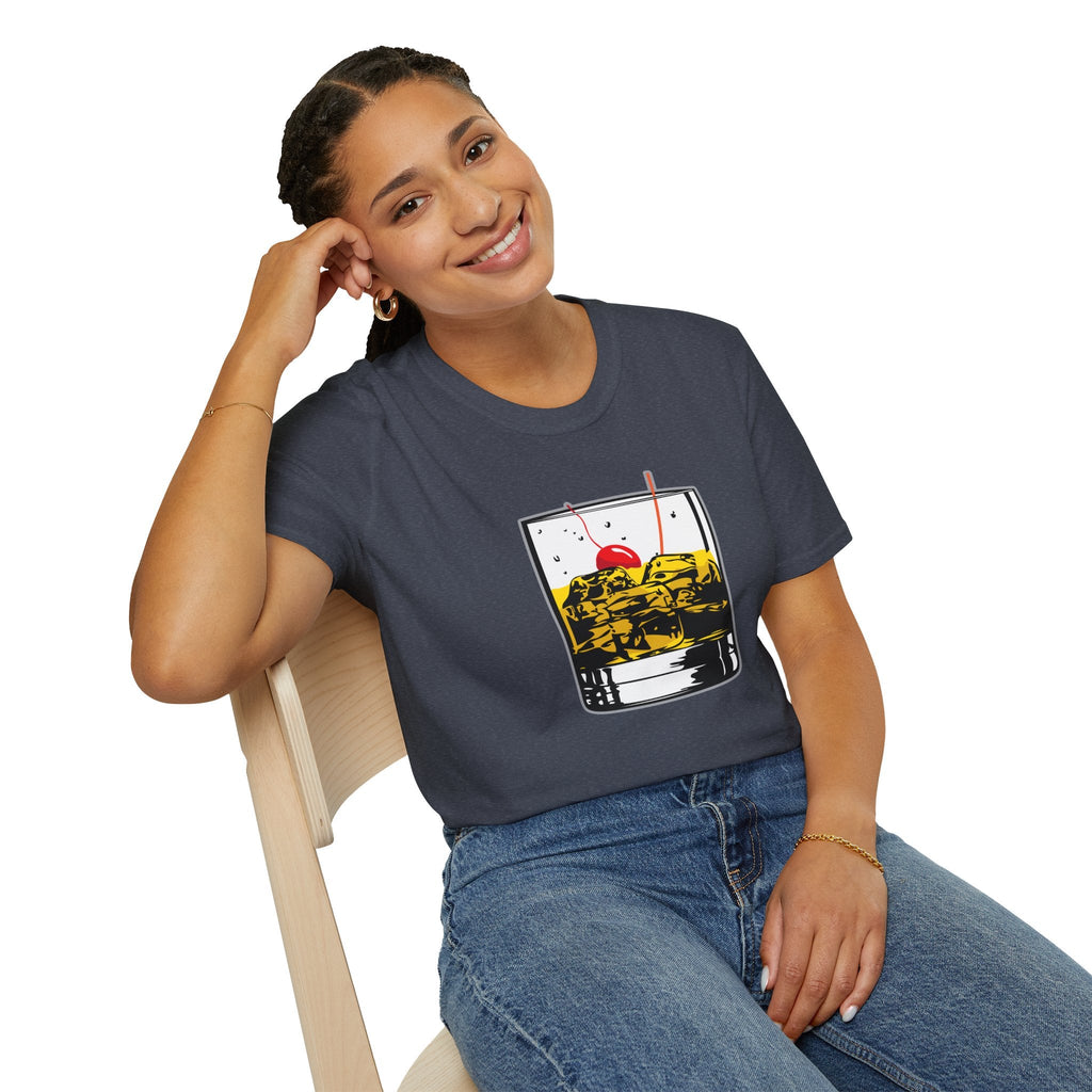 Whiskey Glass T-Shirt — 'Bring The Good Stuff' Retro Cocktail Tee