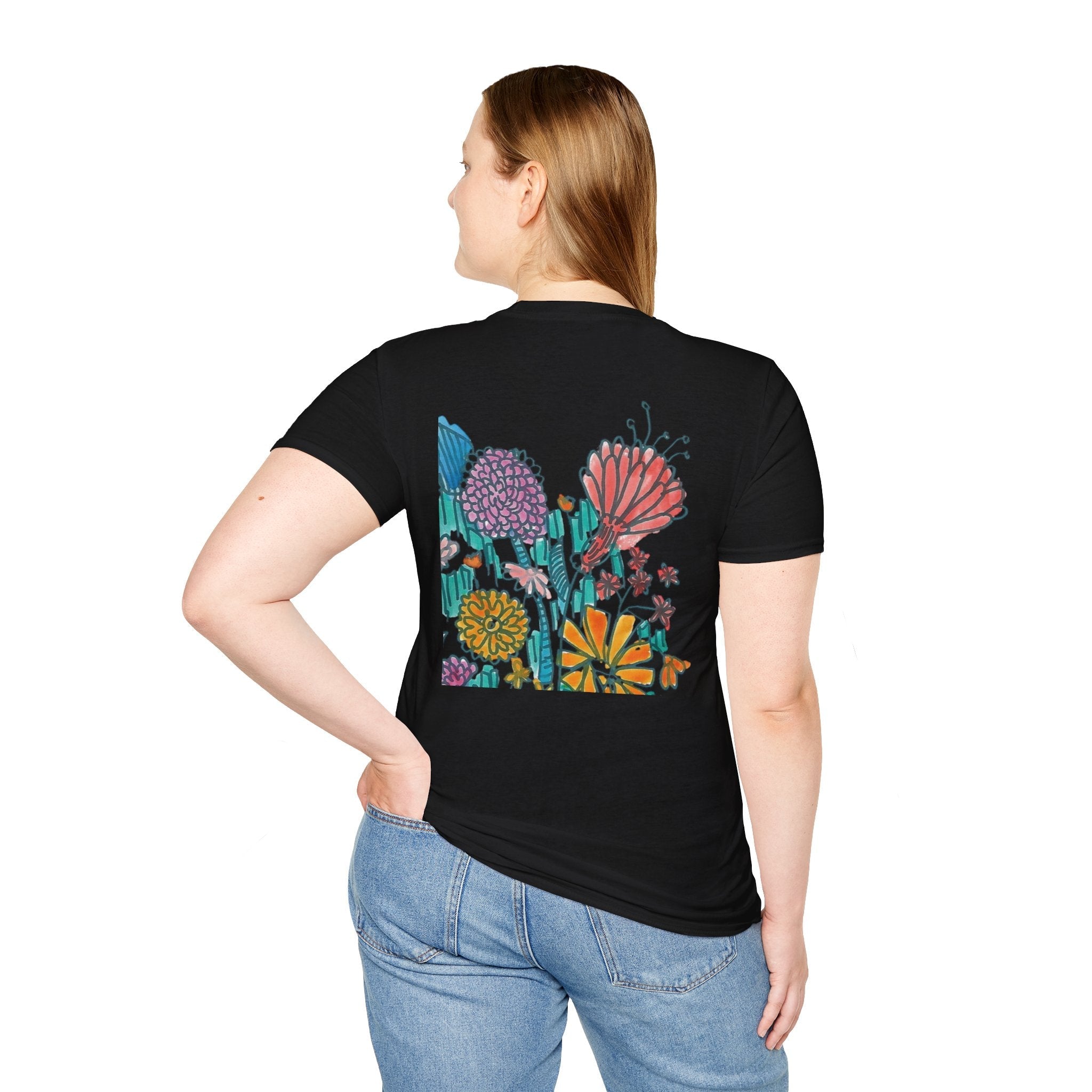 Floral Meadow T‑Shirt — Colorful Hand‑Drawn Wildflower Graphic