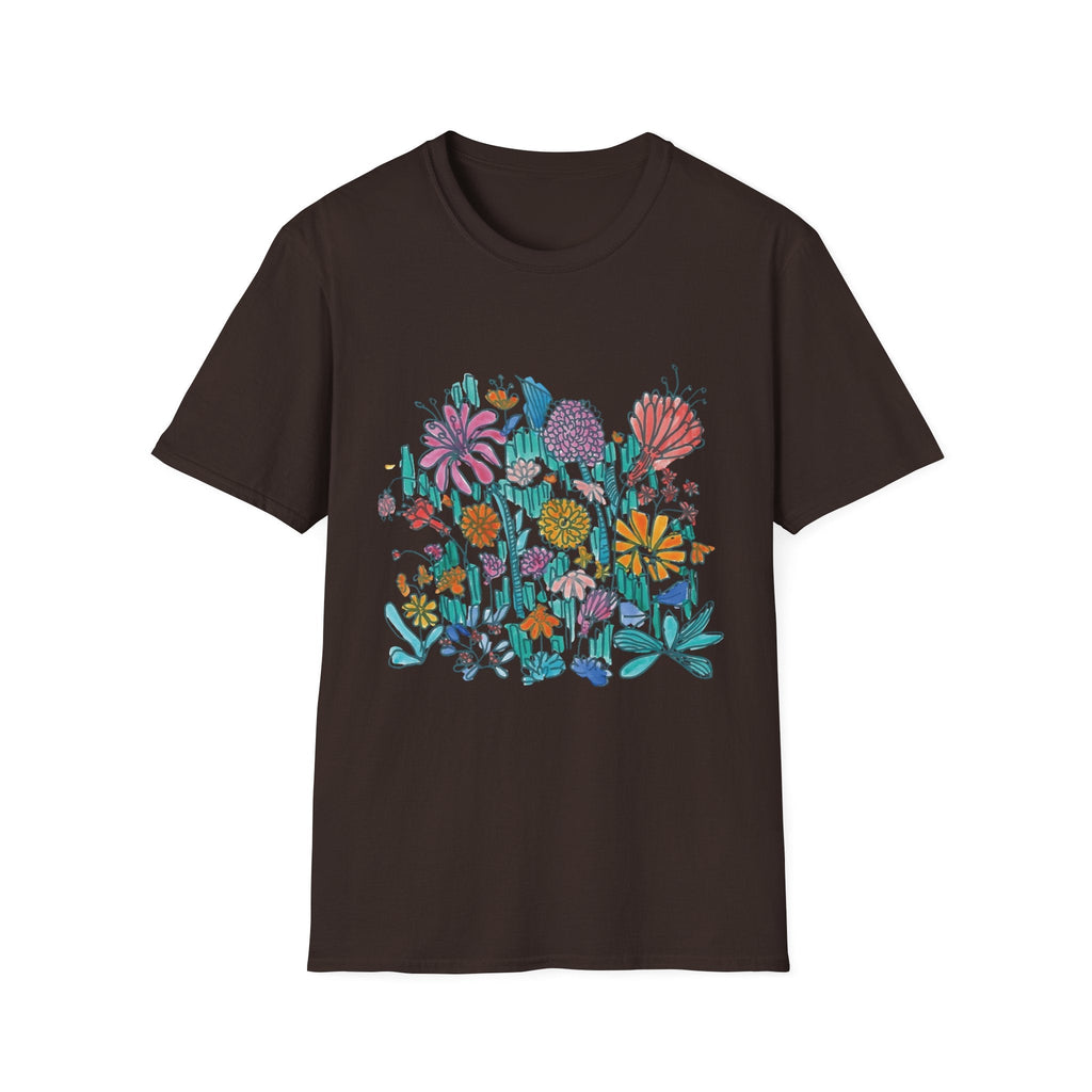Floral Meadow T‑Shirt — Colorful Hand‑Drawn Wildflower Graphic