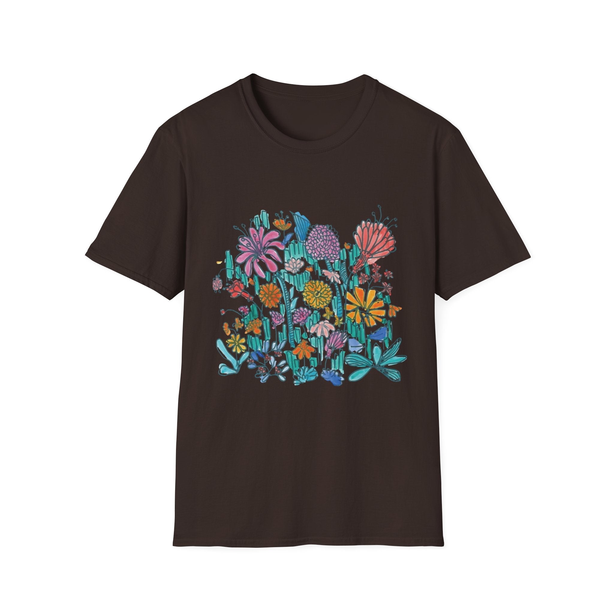 Floral Meadow T‑Shirt — Colorful Hand‑Drawn Wildflower Graphic