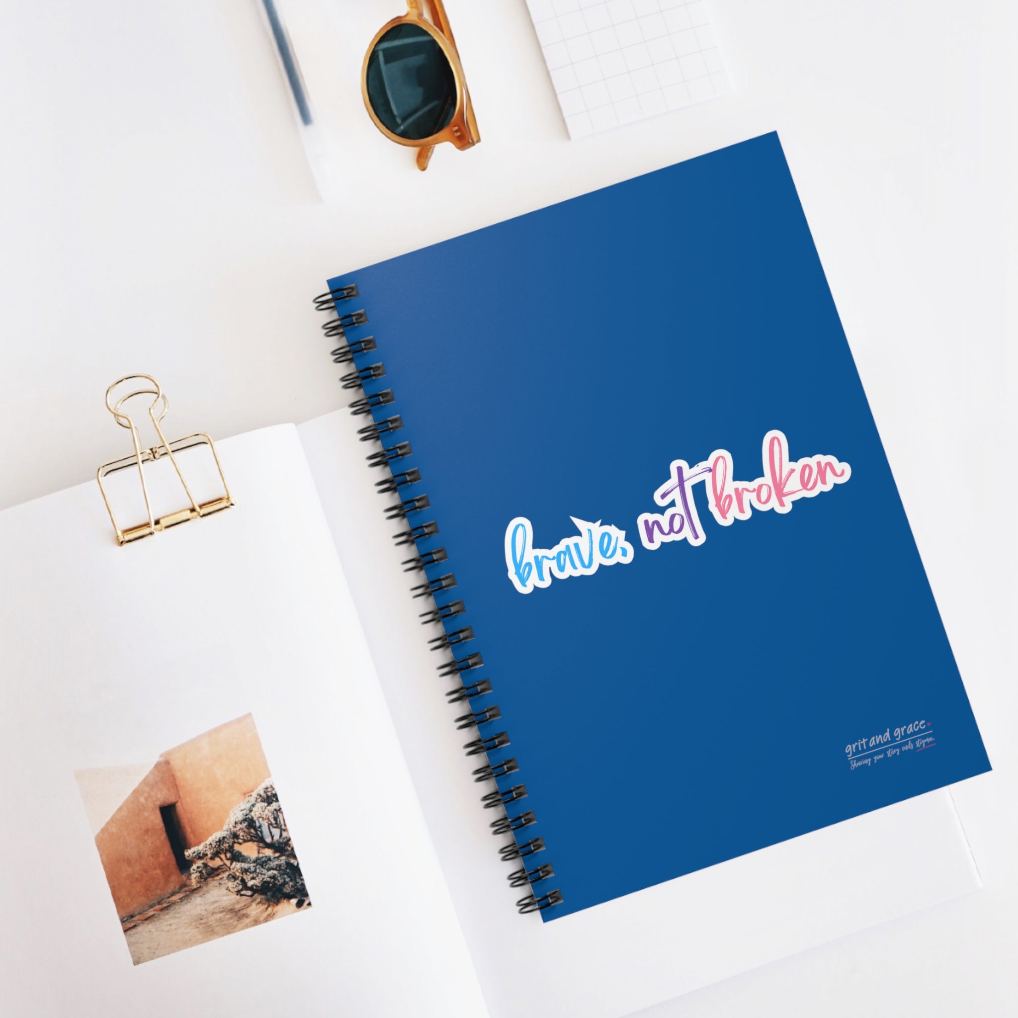 Mental Health Matters - "Brave Not Broken." Spiral Notebook - Ruled Line