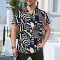 Cool Dad Collection: Men’s Zebra Short Sleeve Button Down Shirt with Cuban Collar