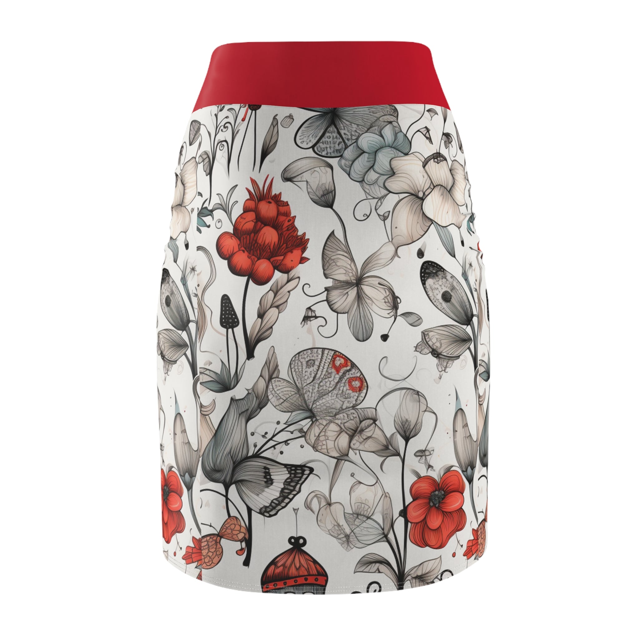 Grit with Grace Floral Butterfly Pencil Skirt