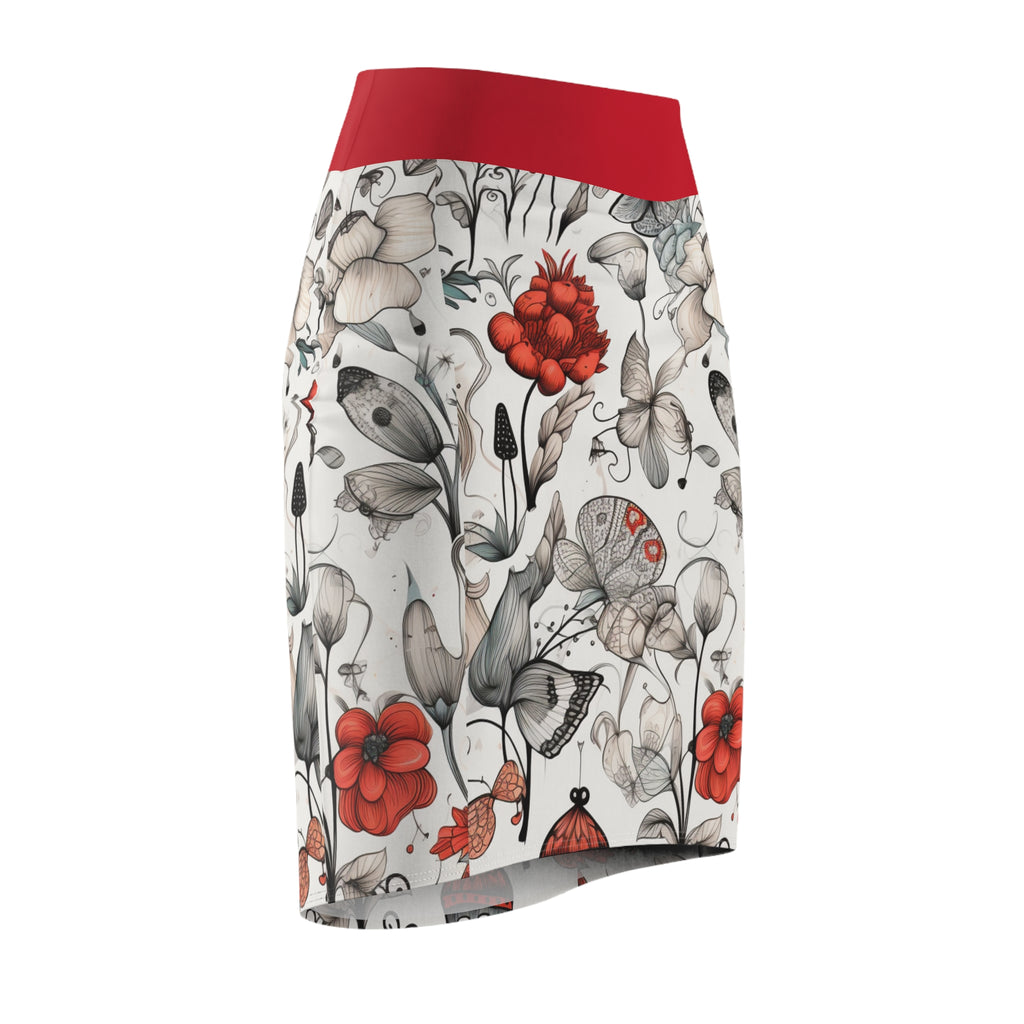 Grit with Grace Floral Butterfly Pencil Skirt