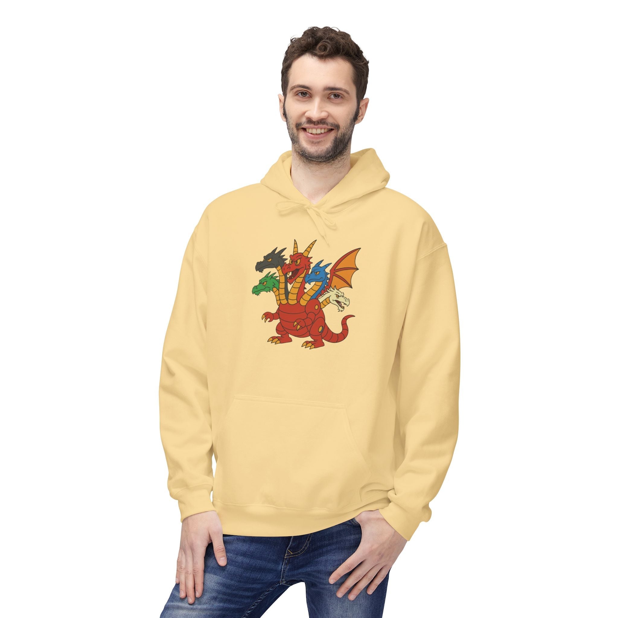 Welsh Dragon Crest Hoodie — Tri-Dragon Wales Emblem Sweatshirt