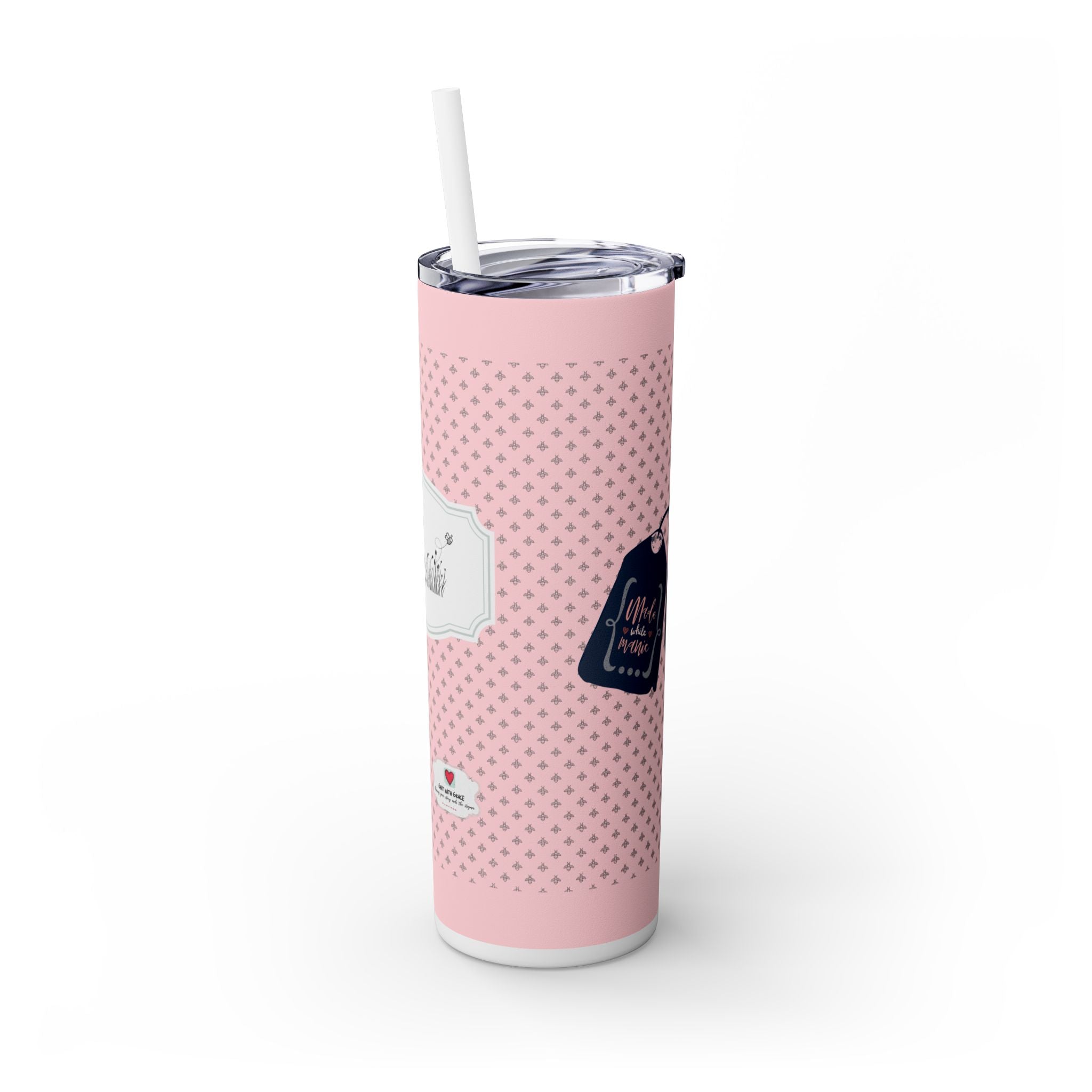 Bee Happy Series 'be free.' Pink 20oz Skinny Tumbler - Limited Edition