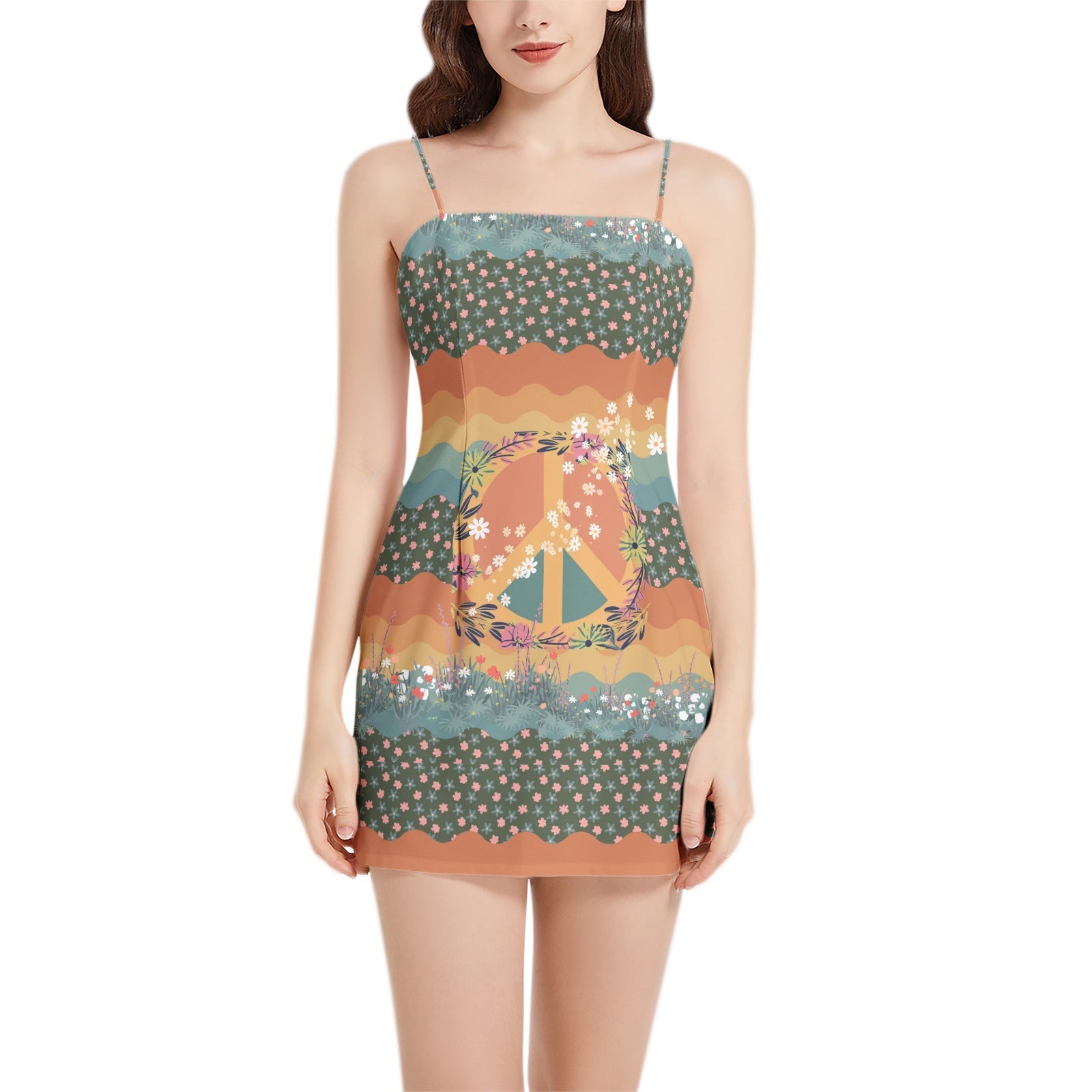 Sleeveless Square Neckline Spaghetti Strap Mini Dress