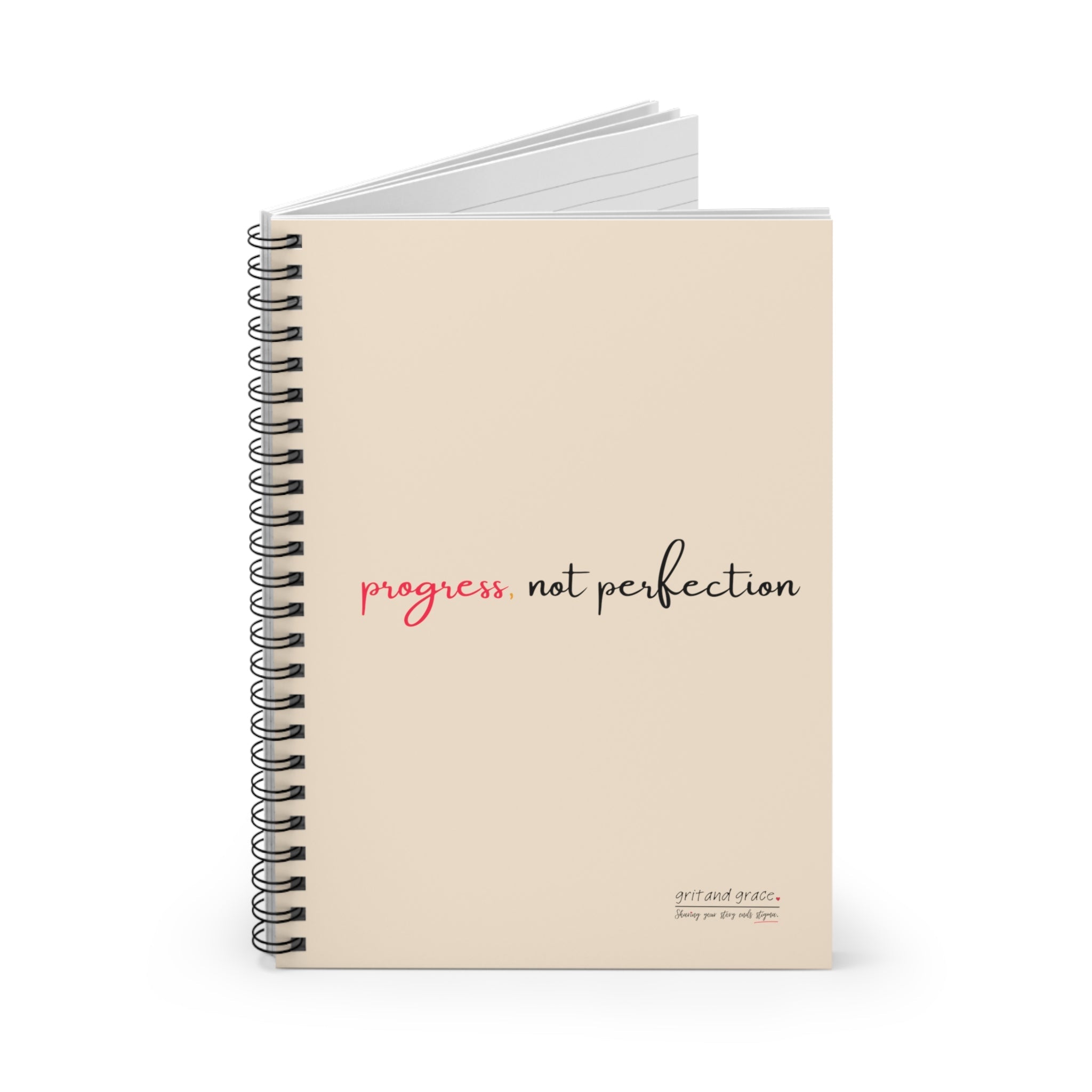 Grit with Grace 'Progress Over Perfection' Ruled Notebook