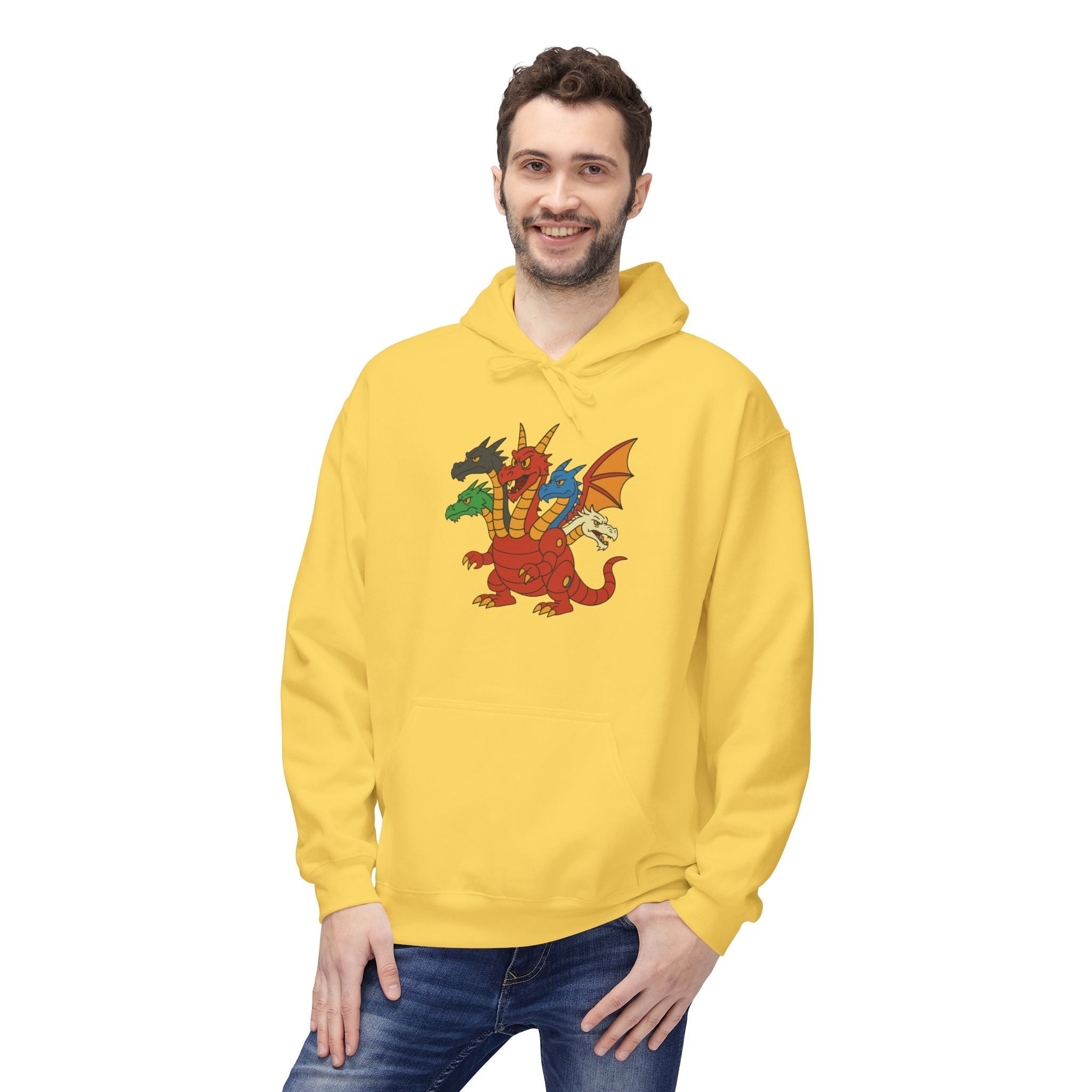 Welsh Dragon Crest Hoodie — Tri-Dragon Wales Emblem Sweatshirt