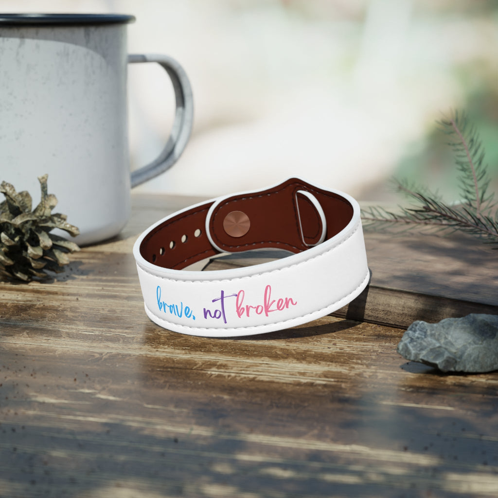 Grit with Grace Series "brave, not broken" Faux Leather Wristband