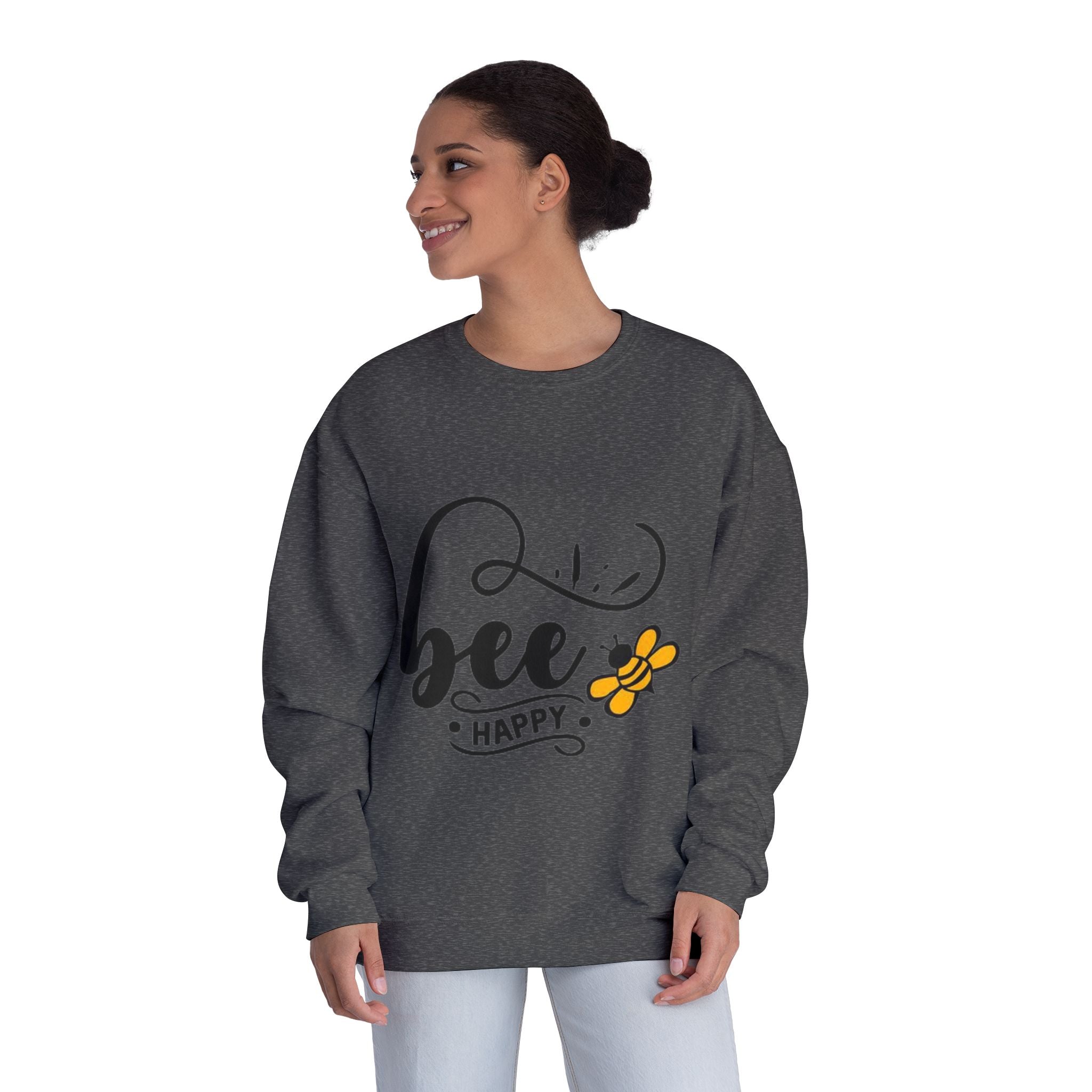 Bee Happy Series - "Bee Happy." Unisex NuBlend Crewneck Sweatshirt