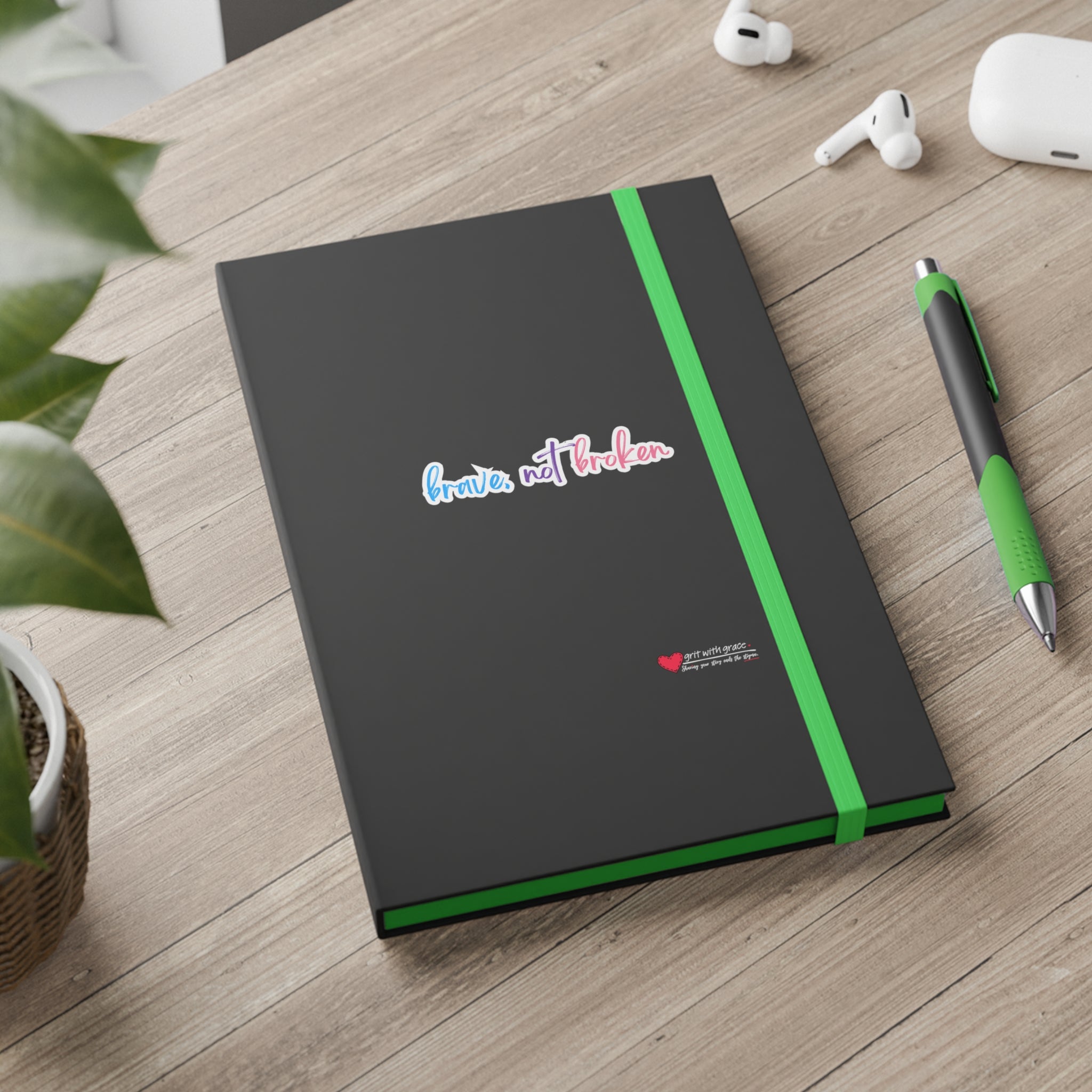 Mental Health Matters - "Brave Not Broken." Color Contrast Notebook - Ruled