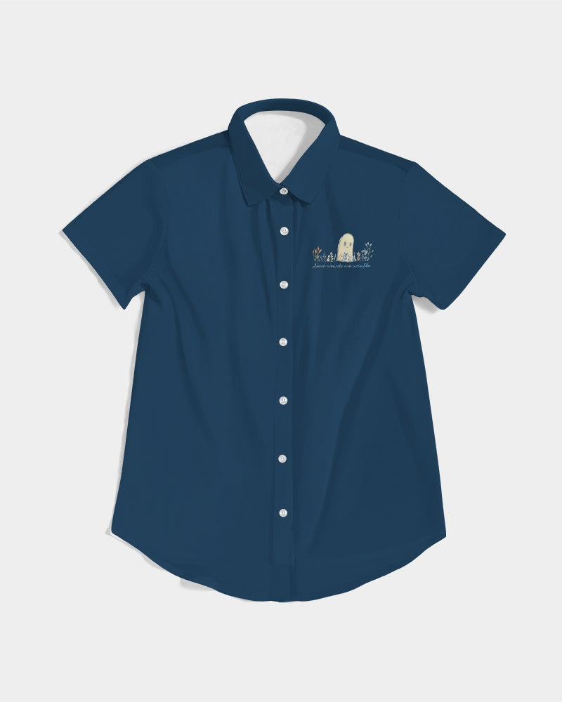 Invisible Ghost Series Women's All-Over Print Short Sleeve Button Up