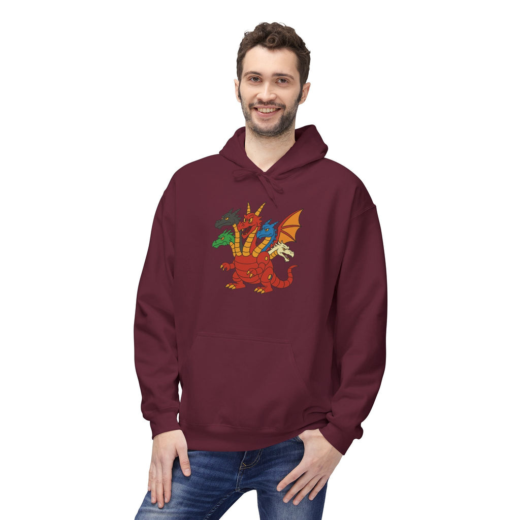 Welsh Dragon Crest Hoodie — Tri-Dragon Wales Emblem Sweatshirt