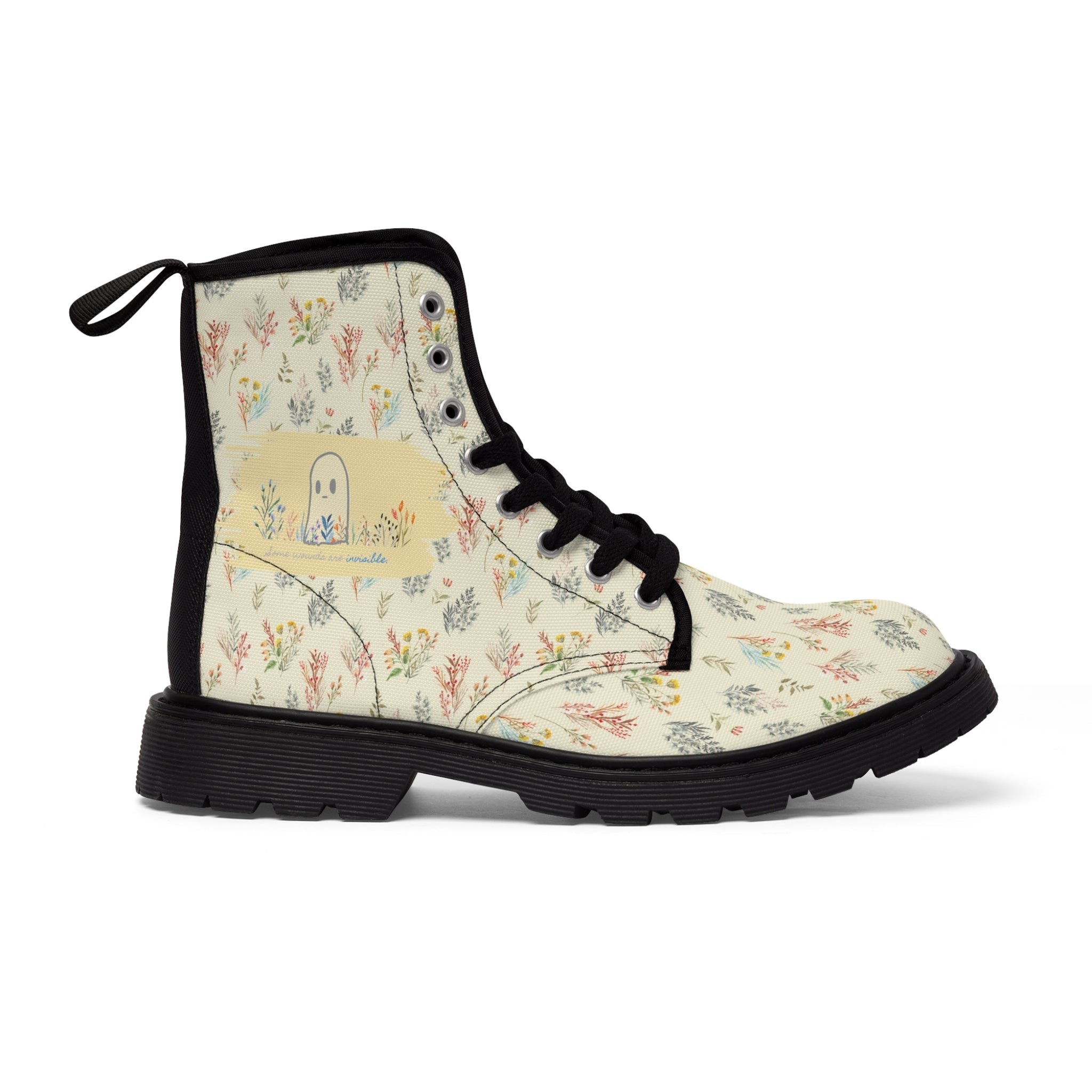 Empowerment Combat Boots for Women: Invisible Ghost 'Unseen Wounds' Collection