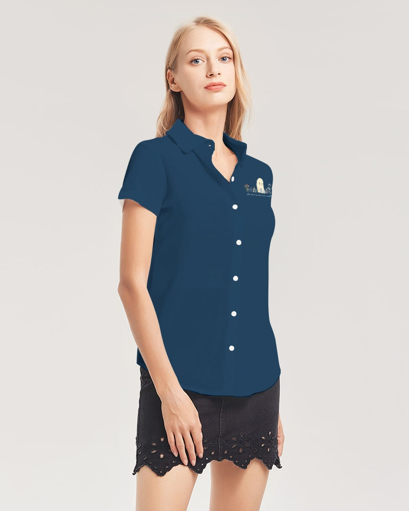 Invisible Ghost Series Women's All-Over Print Short Sleeve Button Up