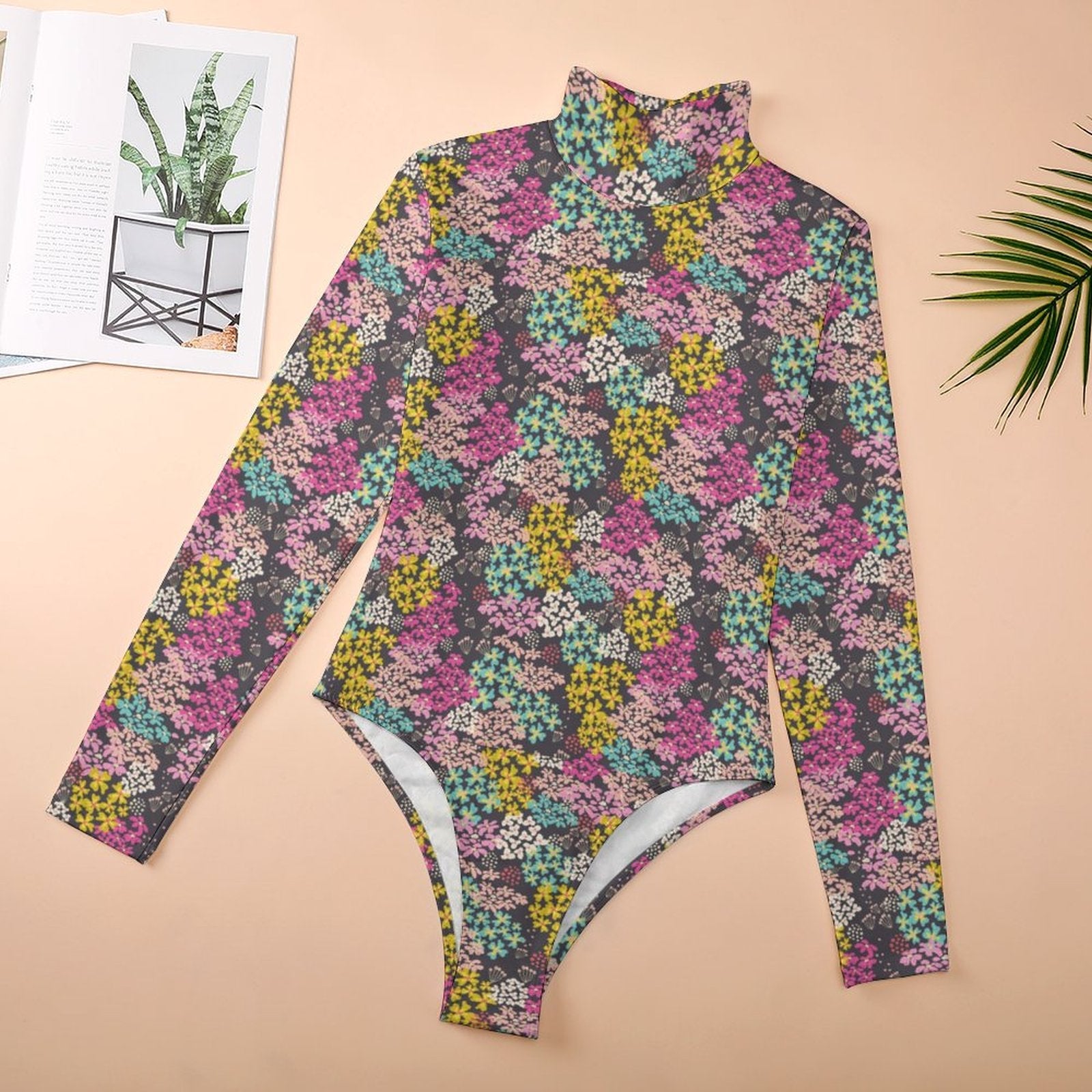 Summer Vibes High-collar Long-sleeve Bodysuit