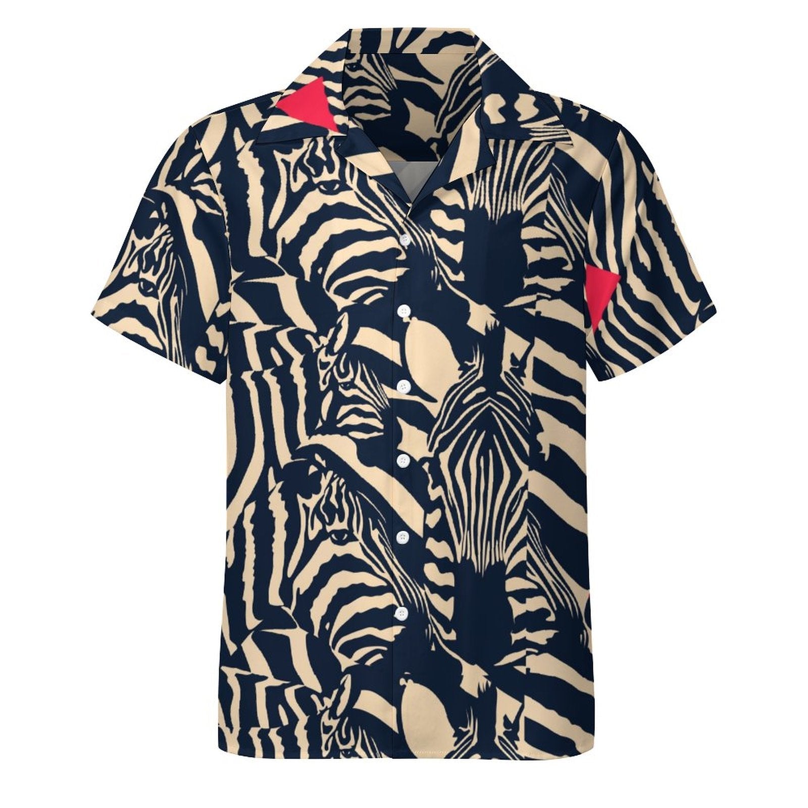 Cool Dad Collection: Men’s Zebra Short Sleeve Button Down Shirt with Cuban Collar