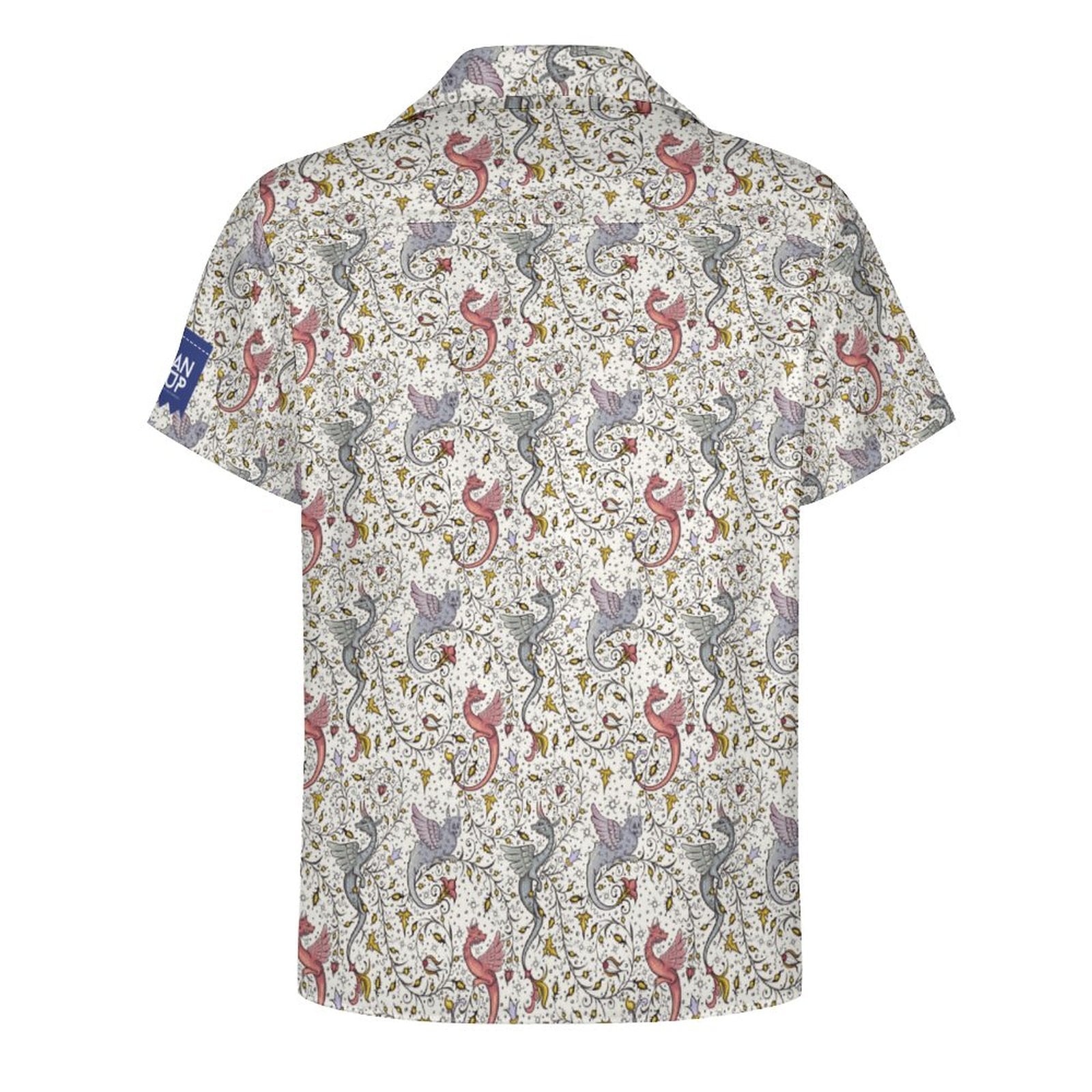 Cool Dad Collection: Men’s Multicolor Phoenix Short Sleeve Button Down Shirt with Cuban Collar