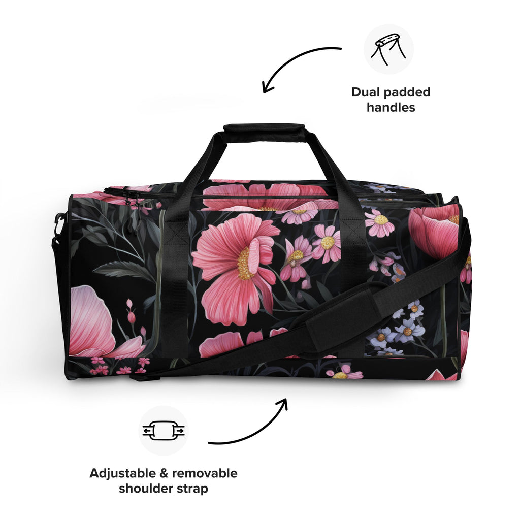 Floral Duffle Bag, Flower Lover Gym Bag, Botanical Travel Bag, Flower Enthusiast Bag, Blossom Duffle, Lovely Bloom Carryall, Spring Inspired Luggage