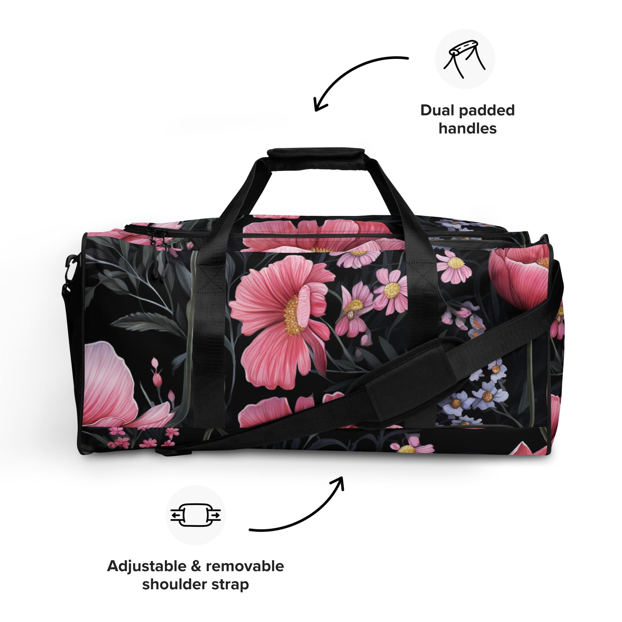 Floral Duffle Bag, Flower Lover Gym Bag, Botanical Travel Bag, Flower Enthusiast Bag, Blossom Duffle, Lovely Bloom Carryall, Spring Inspired Luggage