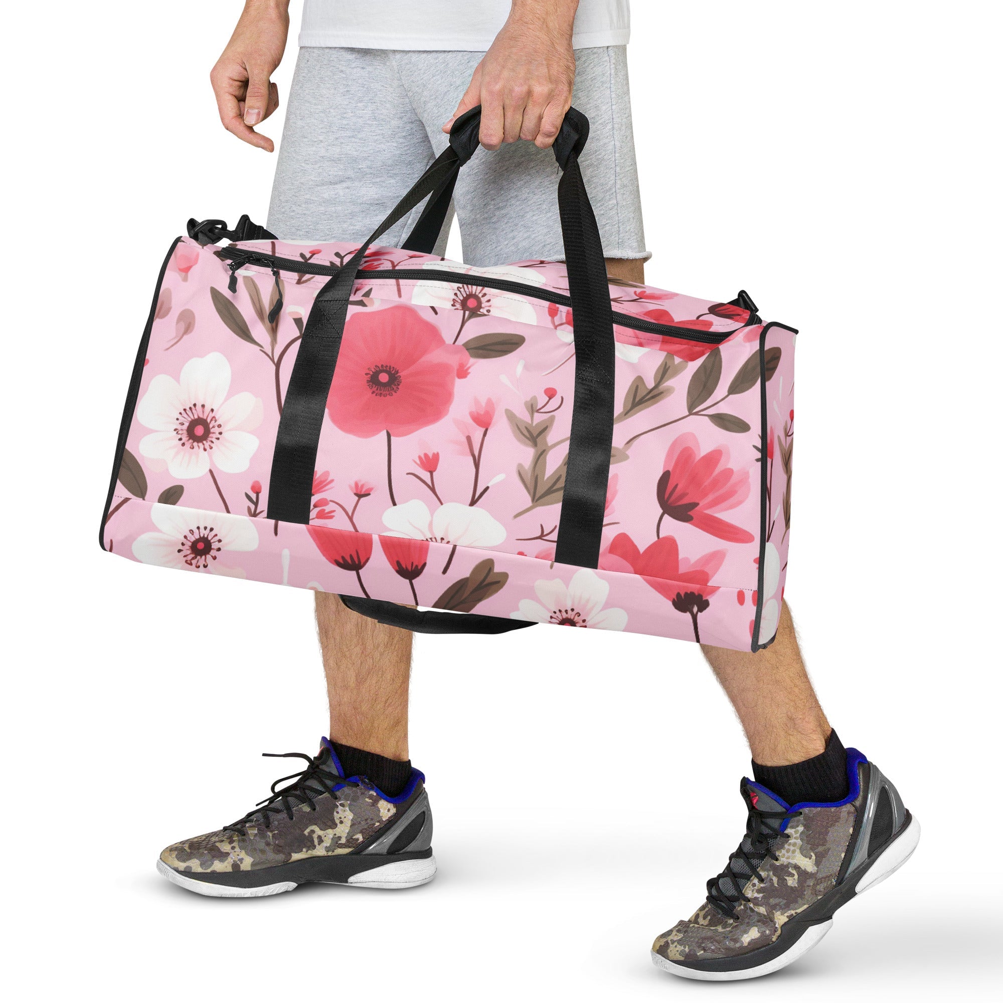 Floral Duffle Bag, Flower Lover Gym Bag, Botanical Travel Bag, Flower Enthusiast Bag, Blossom Duffle, Lovely Bloom Carryall, Spring Inspired Luggage