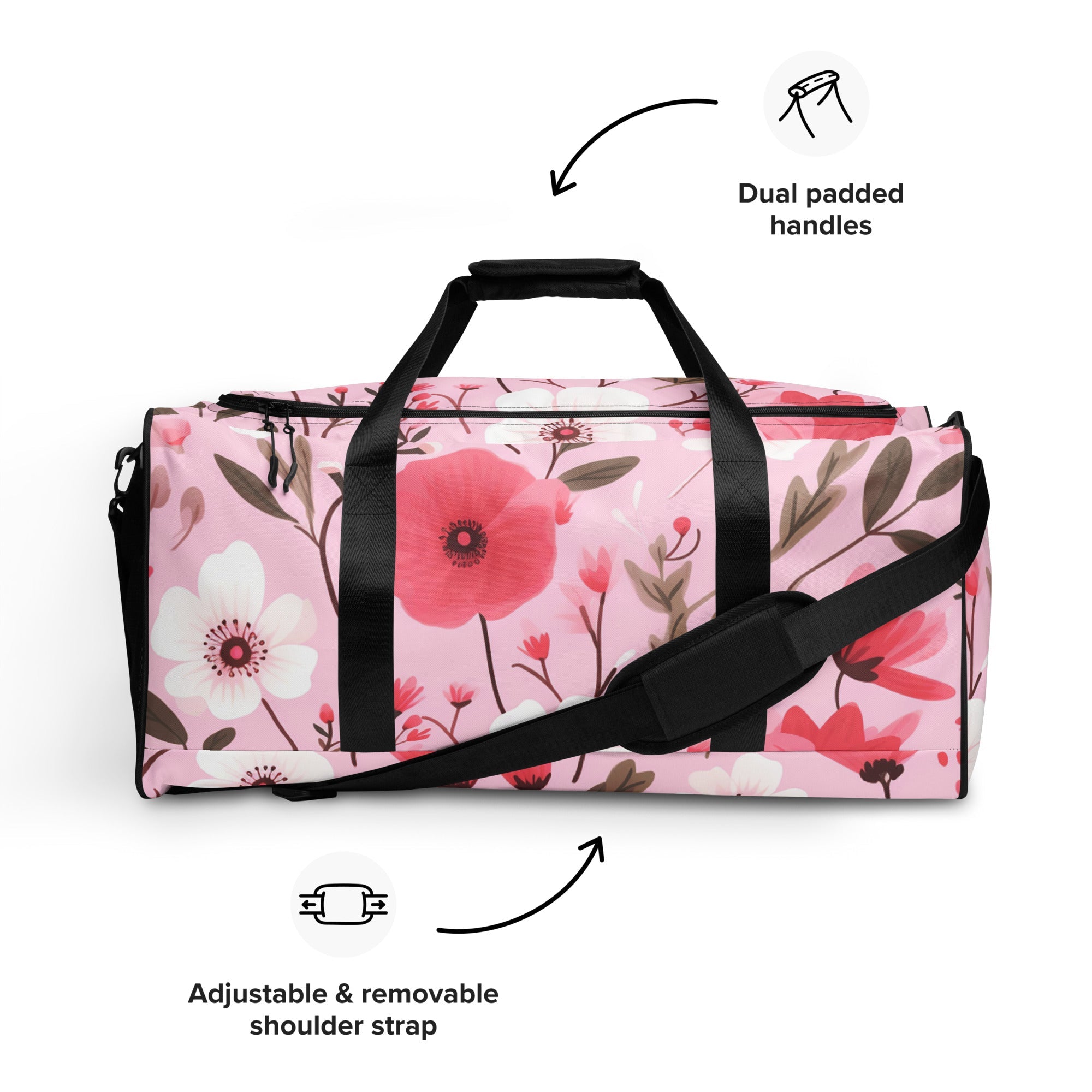 Floral Duffle Bag, Flower Lover Gym Bag, Botanical Travel Bag, Flower Enthusiast Bag, Blossom Duffle, Lovely Bloom Carryall, Spring Inspired Luggage