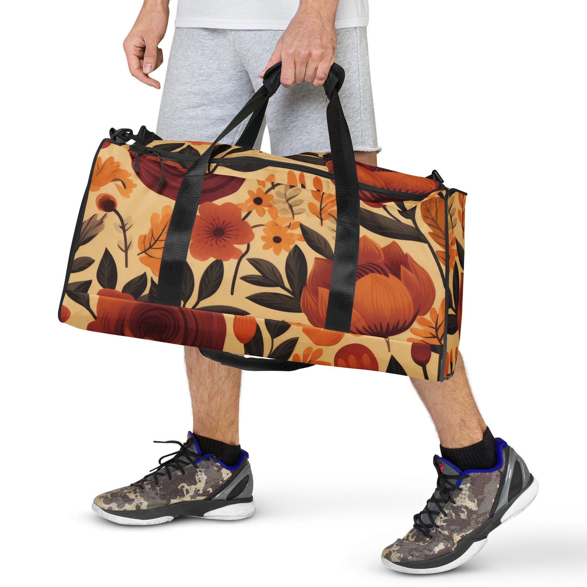 Floral Duffle Bag, Flower Lover Gym Bag, Botanical Travel Bag, Flower Enthusiast Bag, Blossom Duffle, Lovely Bloom Carryall, Spring Inspired Luggage