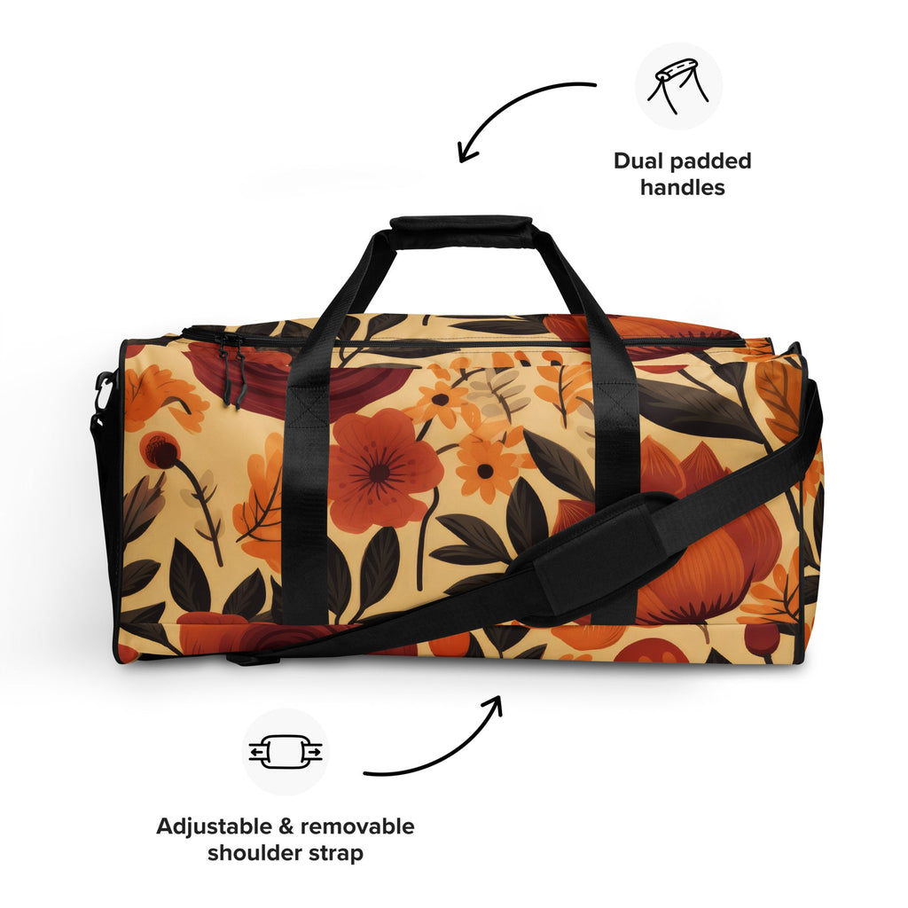 Floral Duffle Bag, Flower Lover Gym Bag, Botanical Travel Bag, Flower Enthusiast Bag, Blossom Duffle, Lovely Bloom Carryall, Spring Inspired Luggage