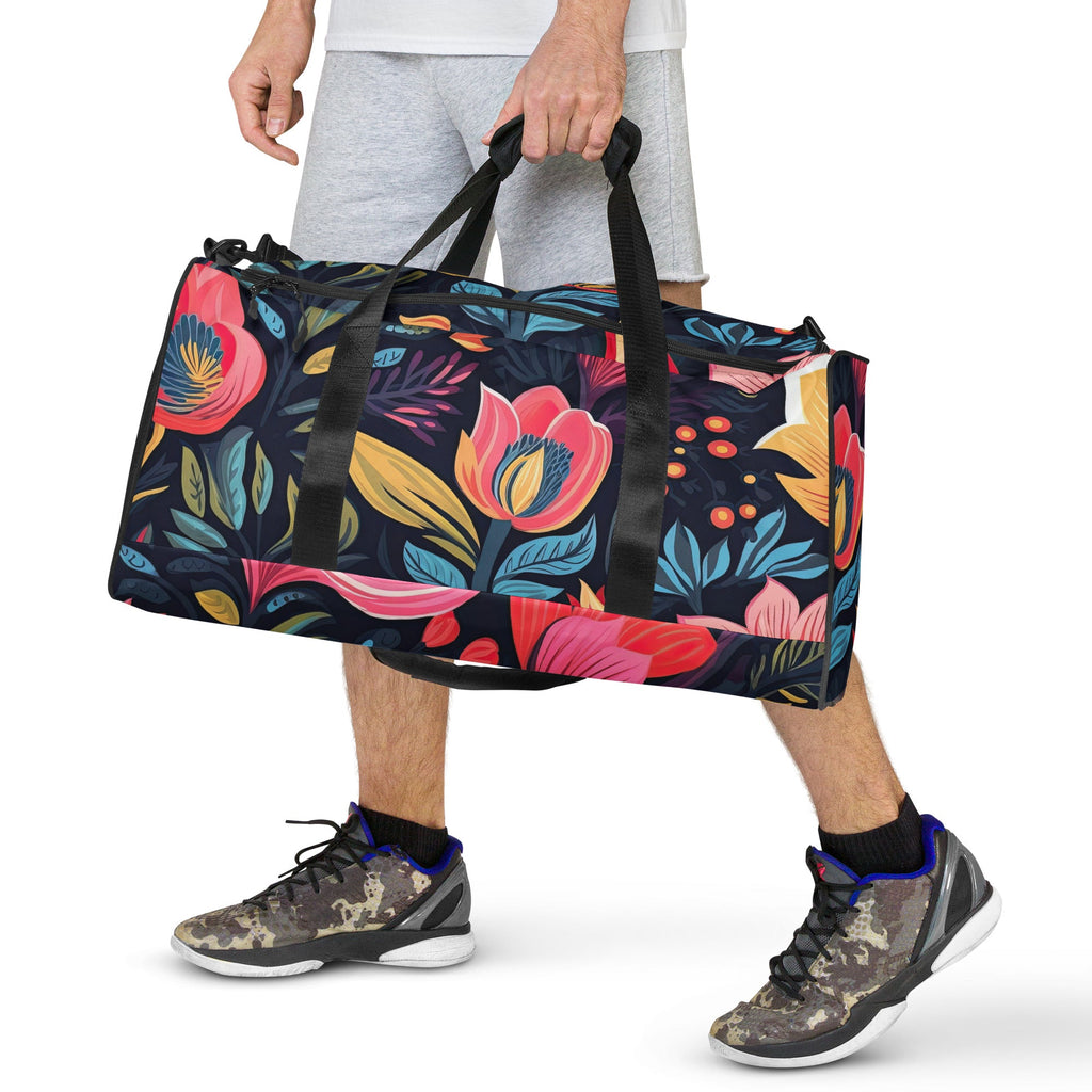 Floral Duffle Bag, Flower Lover Gym Bag, Botanical Travel Bag, Flower Enthusiast Bag, Blossom Duffle, Lovely Bloom Carryall, Spring Inspired Luggage
