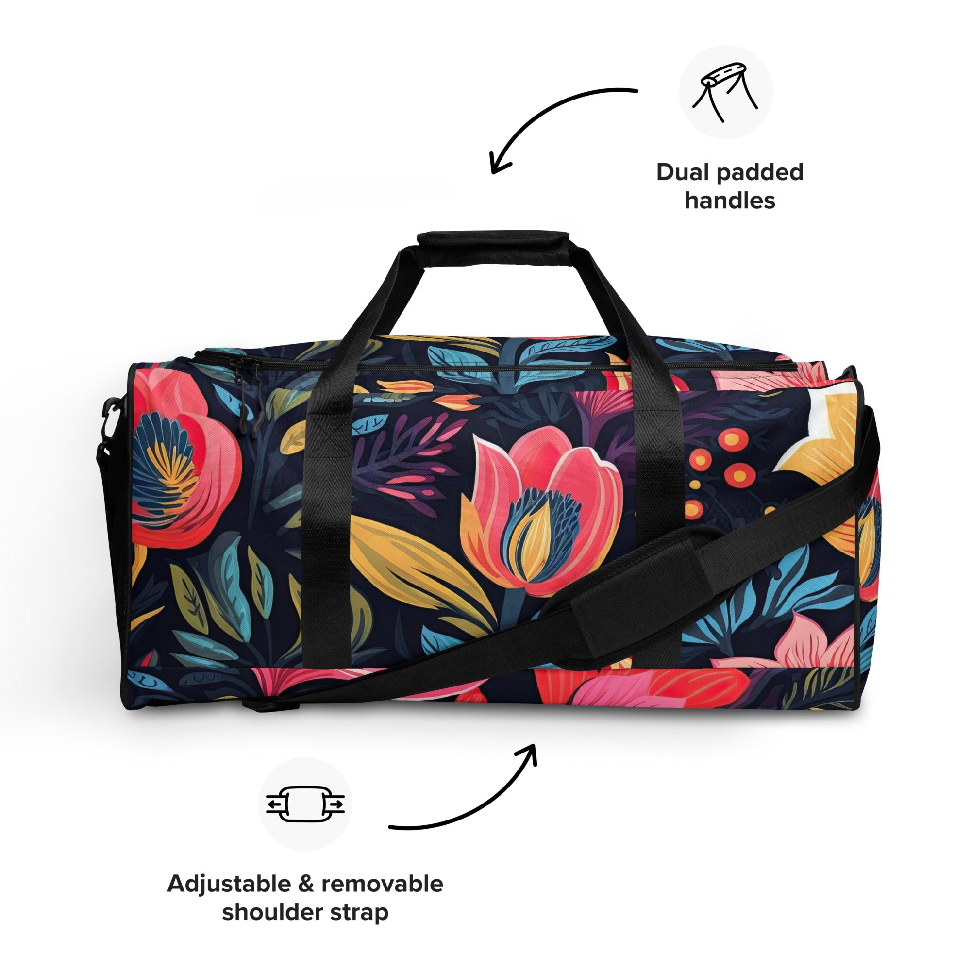 Floral Duffle Bag, Flower Lover Gym Bag, Botanical Travel Bag, Flower Enthusiast Bag, Blossom Duffle, Lovely Bloom Carryall, Spring Inspired Luggage