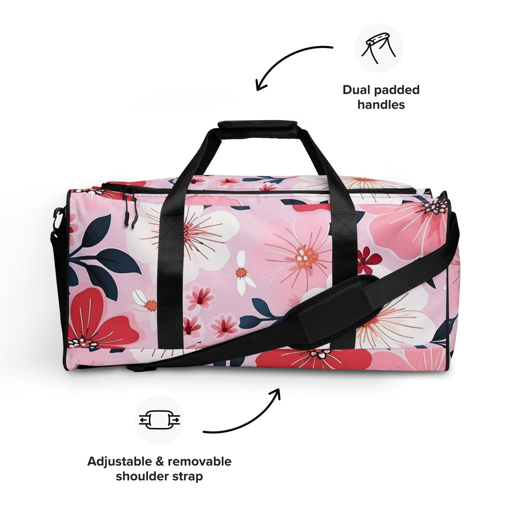 Floral Duffle Bag, Flower Lover Gym Bag, Botanical Travel Bag, Flower Enthusiast Bag, Blossom Duffle, Lovely Bloom Carryall, Spring Inspired Luggage