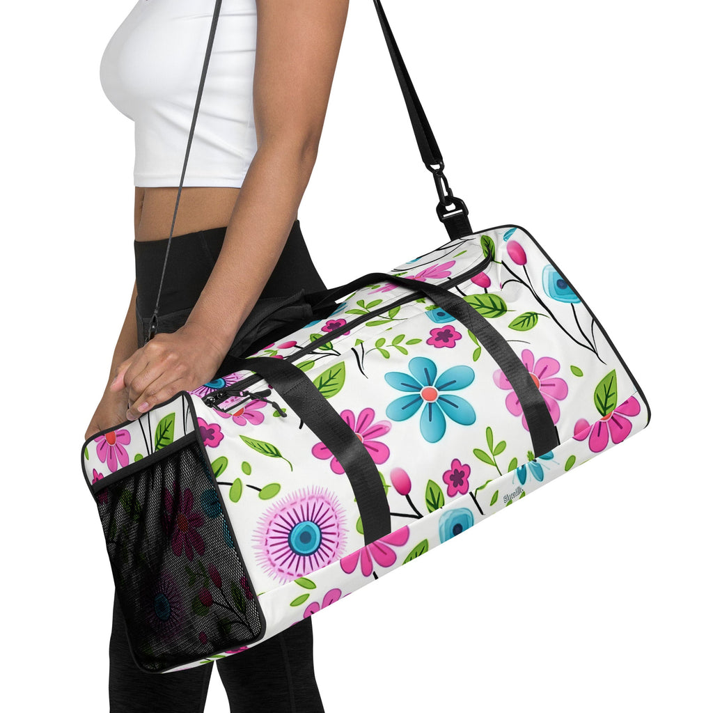Floral Duffle Bag, Flower Lover Gym Bag, Botanical Travel Bag, Flower Enthusiast Bag, Blossom Duffle, Lovely Bloom Carryall, Spring Inspired Luggage