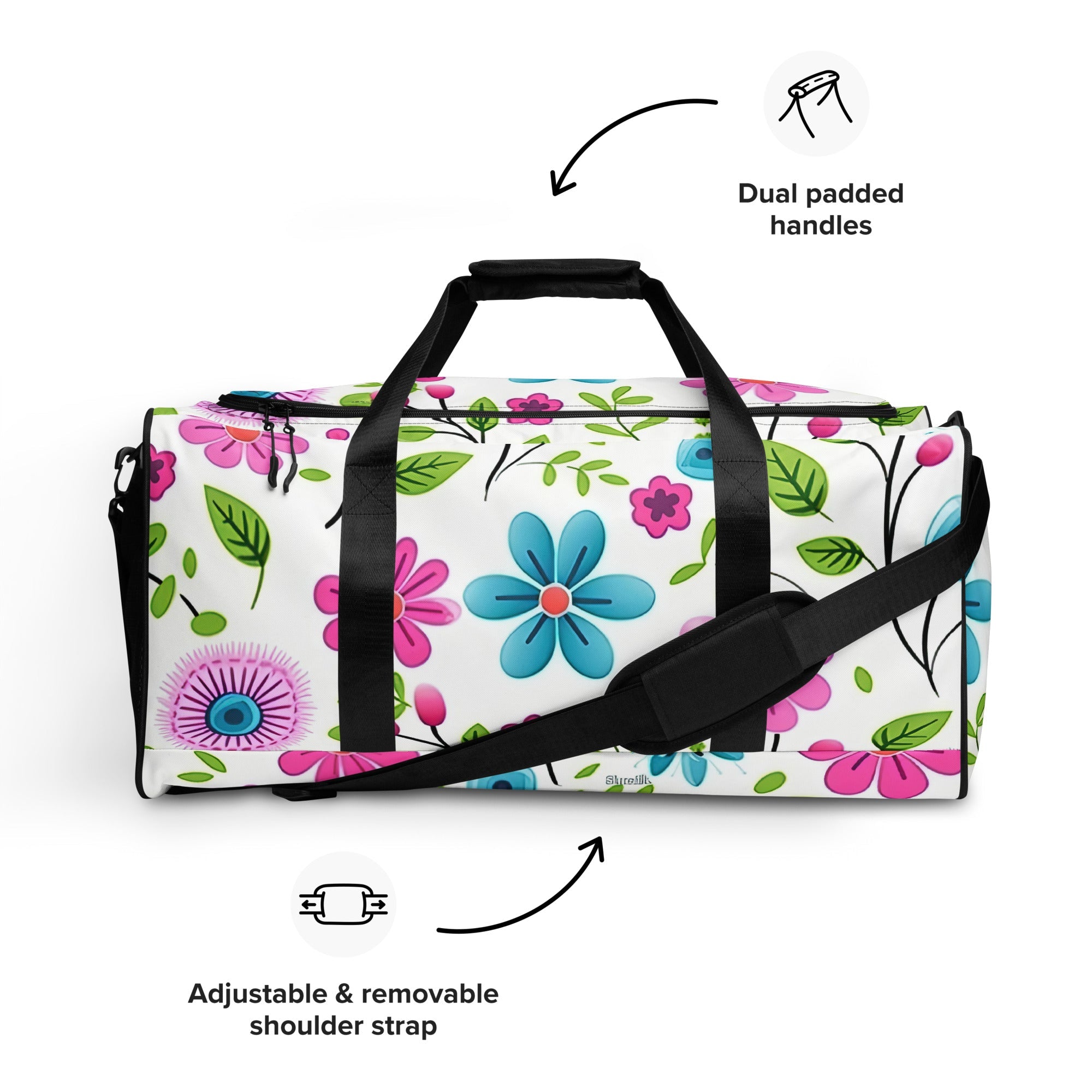 Floral Duffle Bag, Flower Lover Gym Bag, Botanical Travel Bag, Flower Enthusiast Bag, Blossom Duffle, Lovely Bloom Carryall, Spring Inspired Luggage