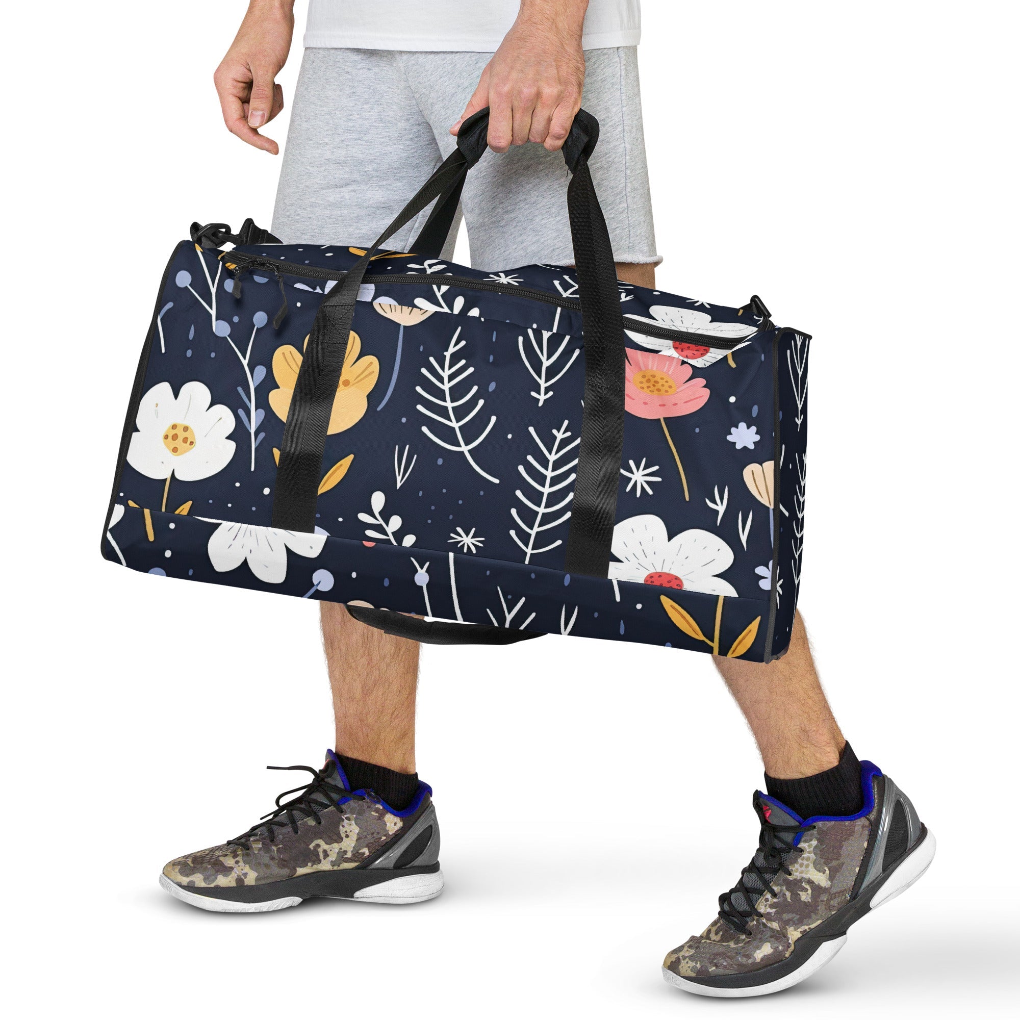 Floral Duffle Bag, Flower Lover Gym Bag, Botanical Travel Bag, Flower Enthusiast Bag, Blossom Duffle, Lovely Bloom Carryall, Spring Inspired Luggage
