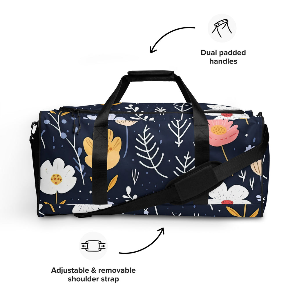 Floral Duffle Bag, Flower Lover Gym Bag, Botanical Travel Bag, Flower Enthusiast Bag, Blossom Duffle, Lovely Bloom Carryall, Spring Inspired Luggage