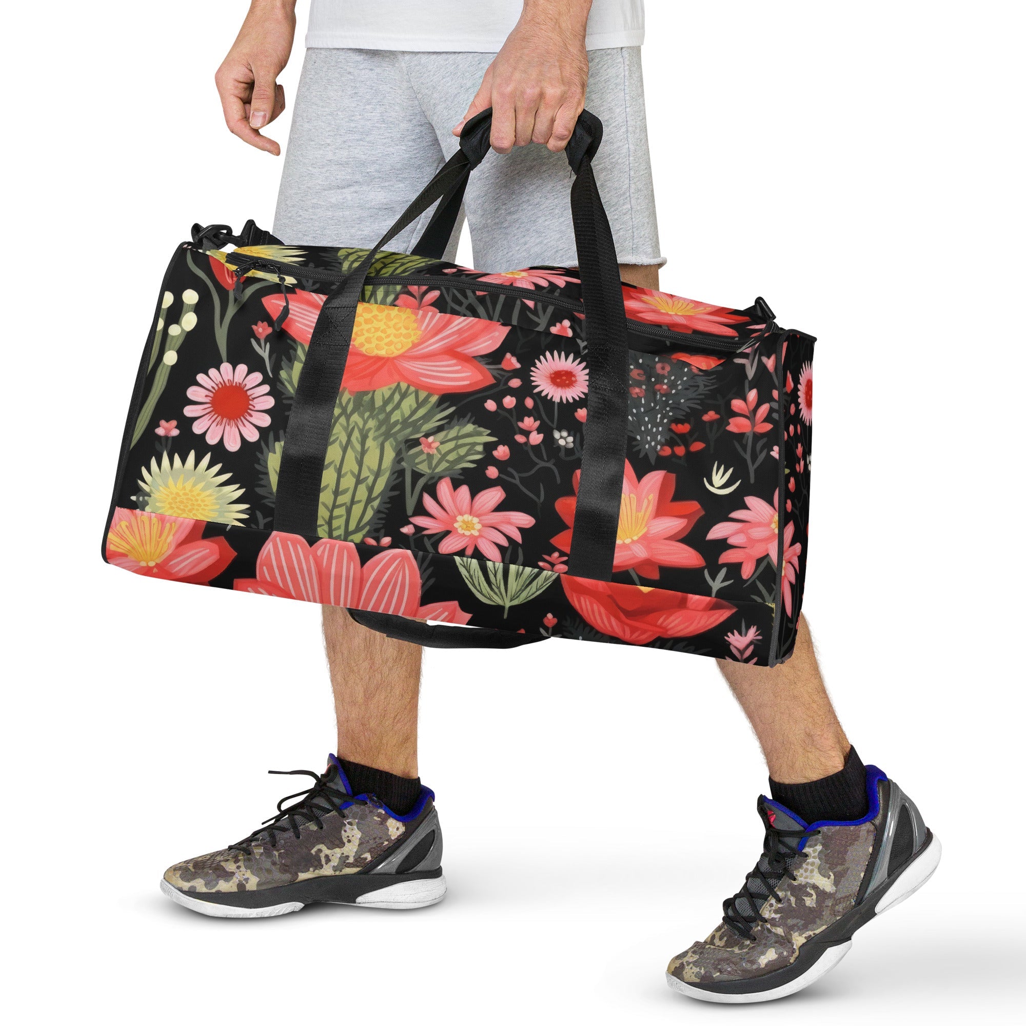 Floral Duffle Bag, Flower Lover Gym Bag, Botanical Travel Bag, Flower Enthusiast Bag, Blossom Duffle, Lovely Bloom Carryall, Spring Inspired Luggage